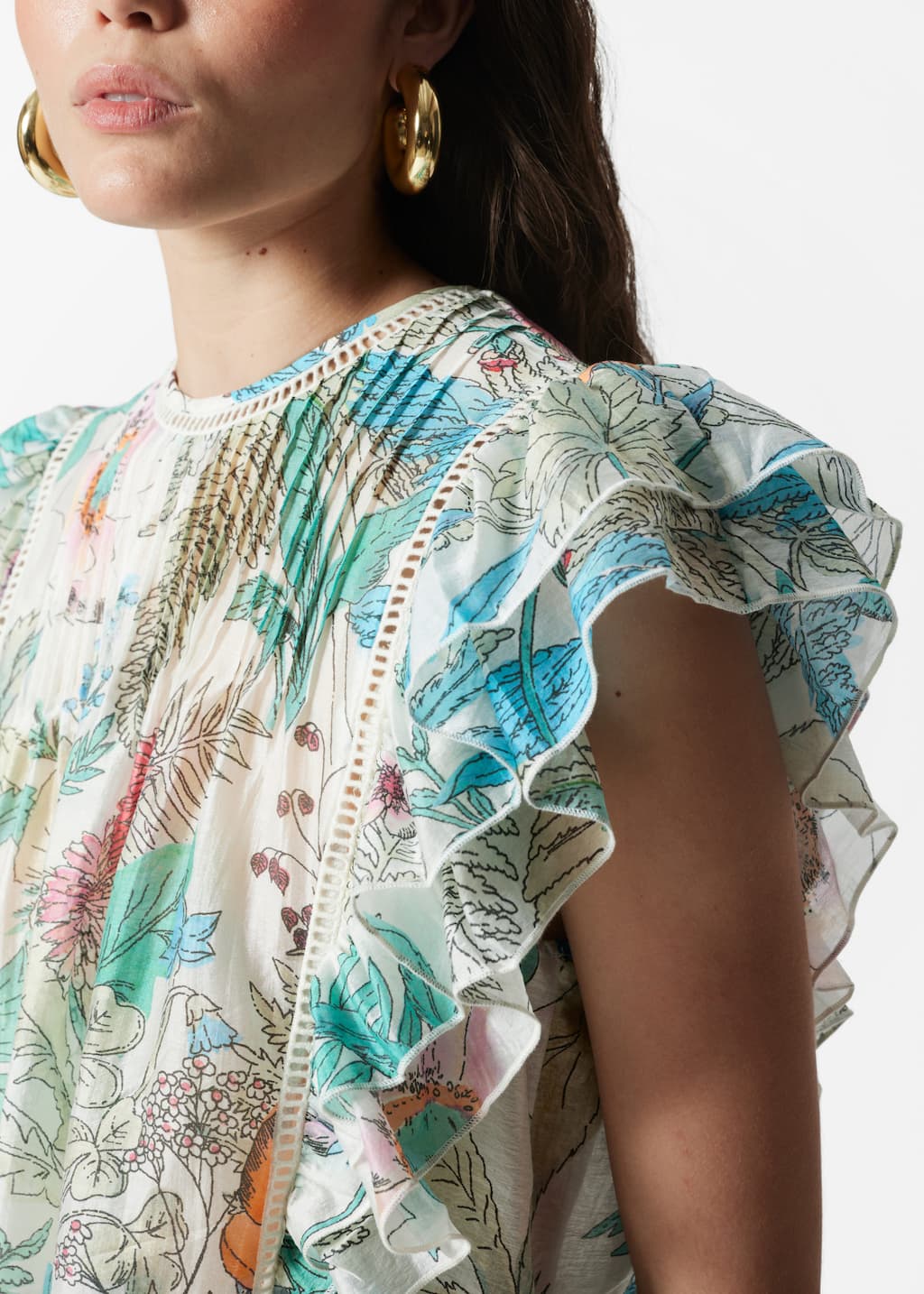 Ruffled Top - Blue Floral - Lookbook