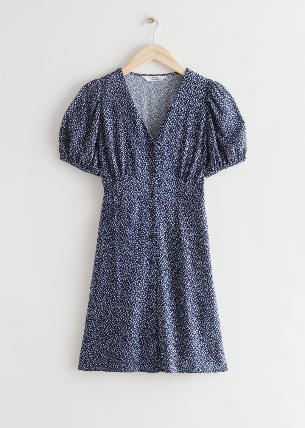 Printed Buttoned Mini Dress - Black Print - Still Life
