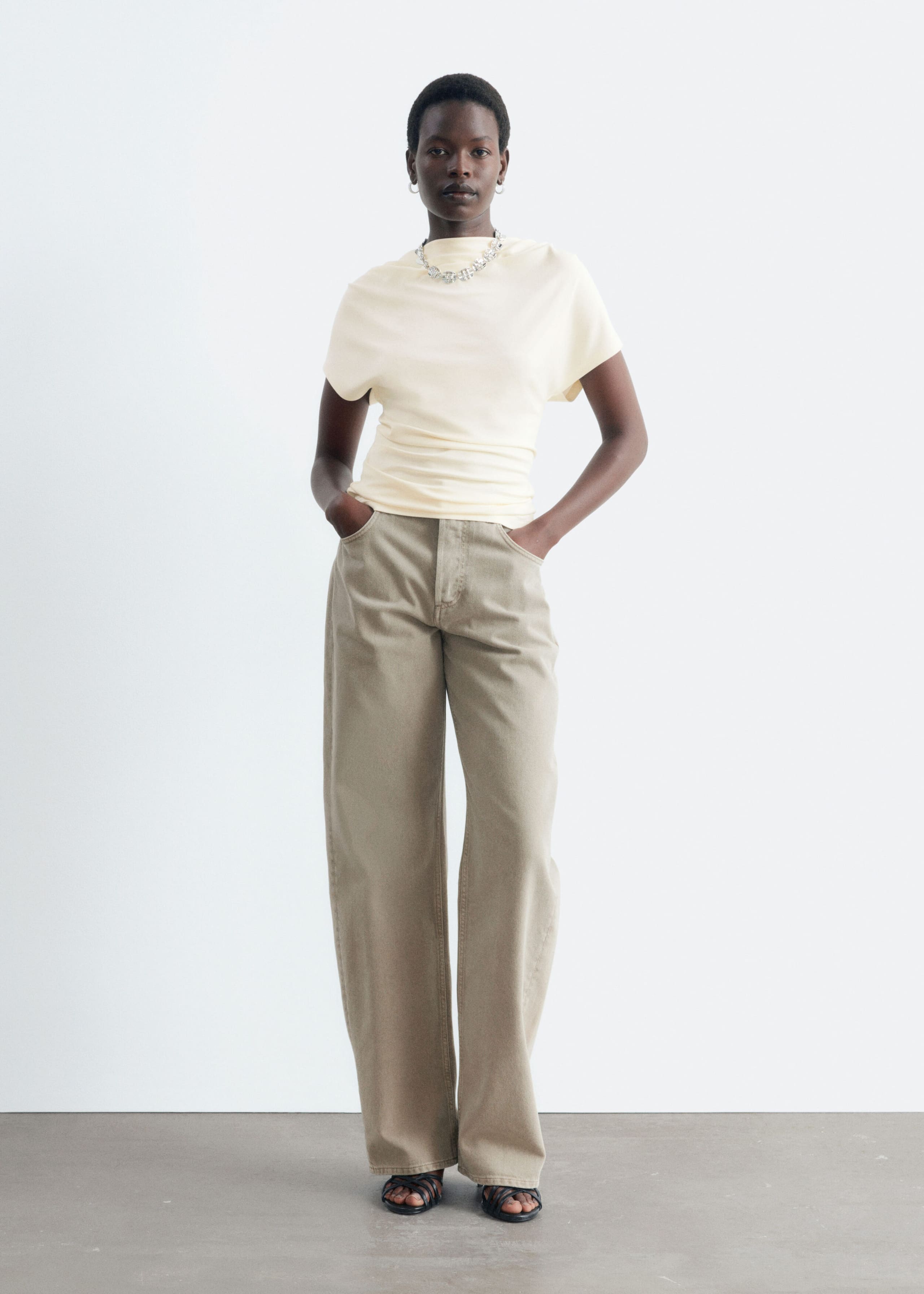Draped Cowl-Neck Top - Black - Lookbook