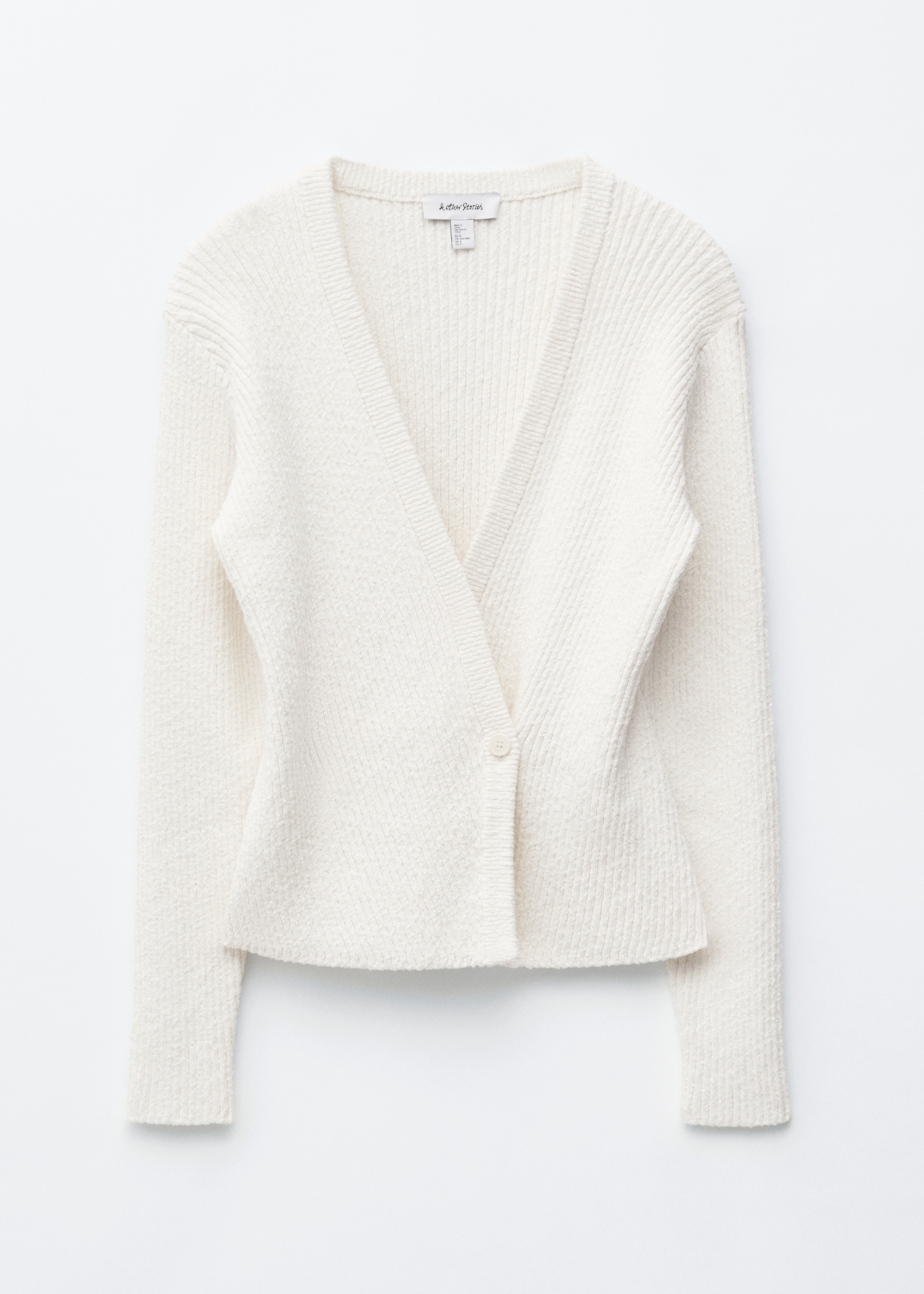 Ribstrikket cardigan i bomuld - Hvid/Grå/Chartreuse