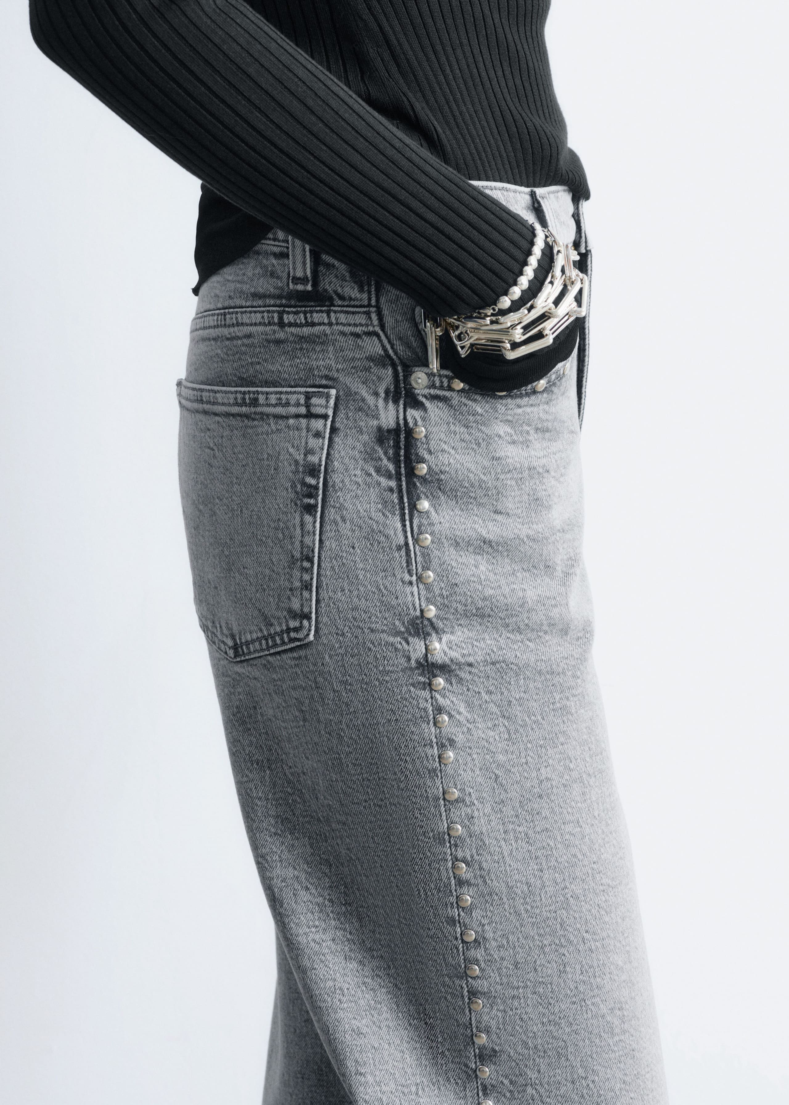 Image of Studded Wide-Leg Jeans