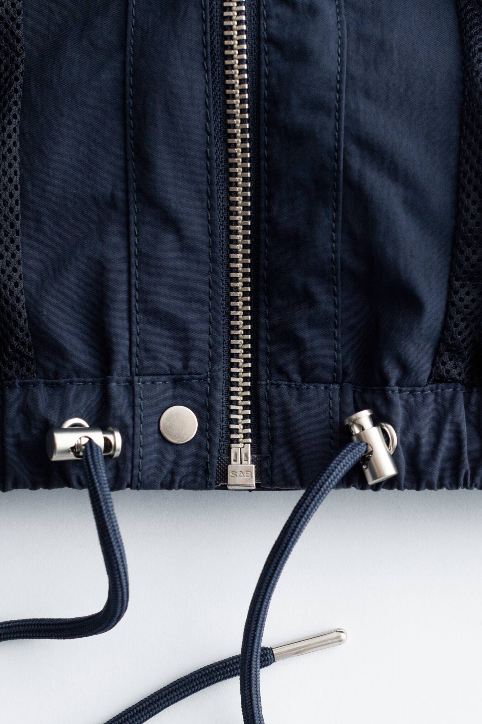 Giacca con coulisse e colletto alla coreana - Blu scuro - 6