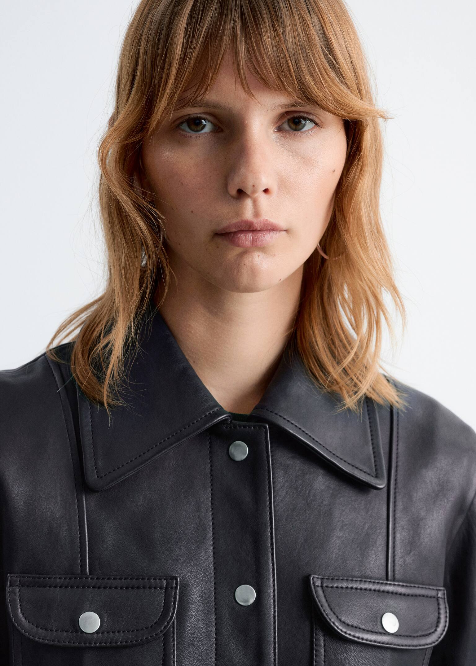 Patch-Pocket Leather Jacket - Black - 4