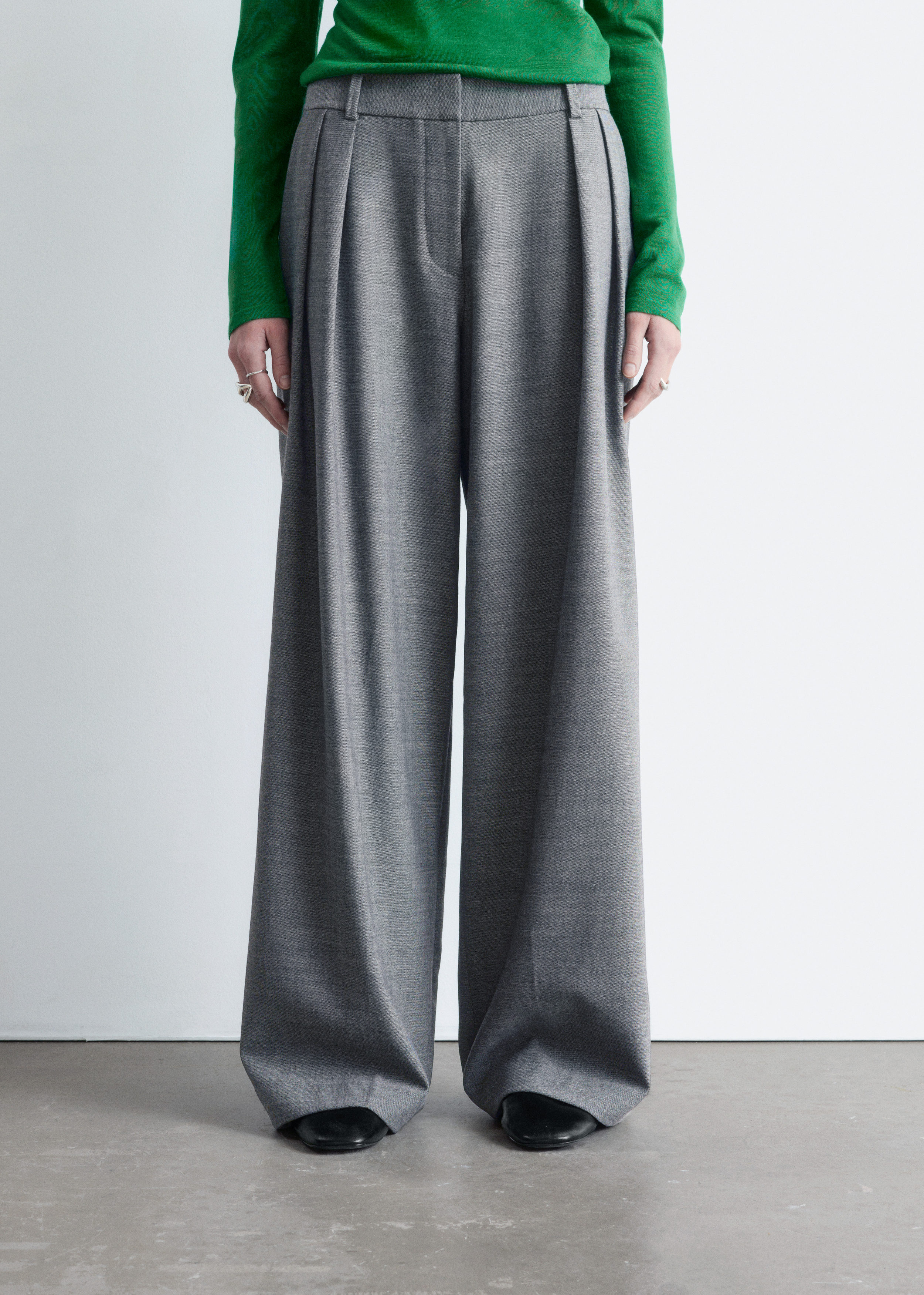 Wool-Blend Tailored Trousers - Grey Melange - & Other Stories US