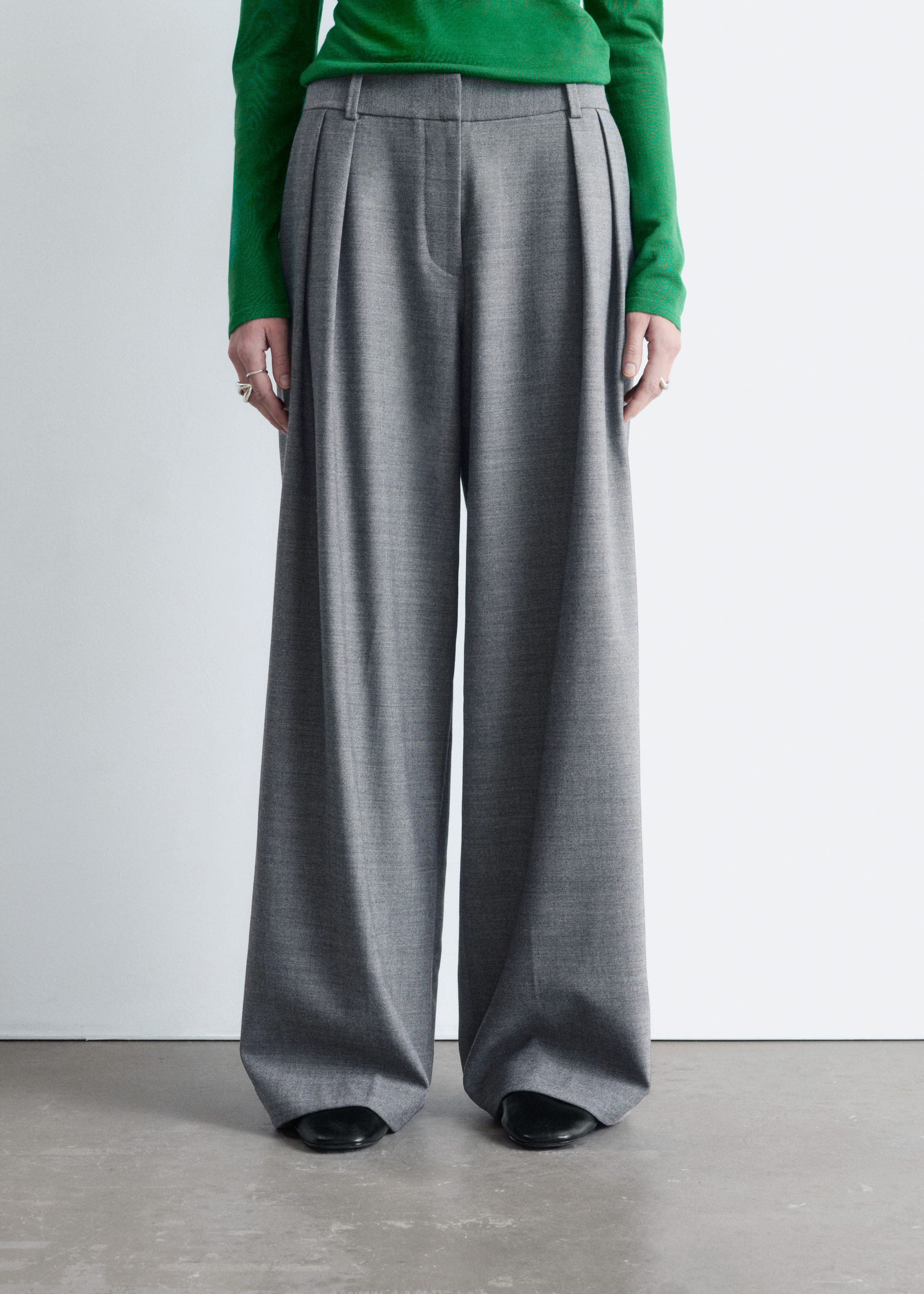 Image of Wool-Blend Tailored Trousers
