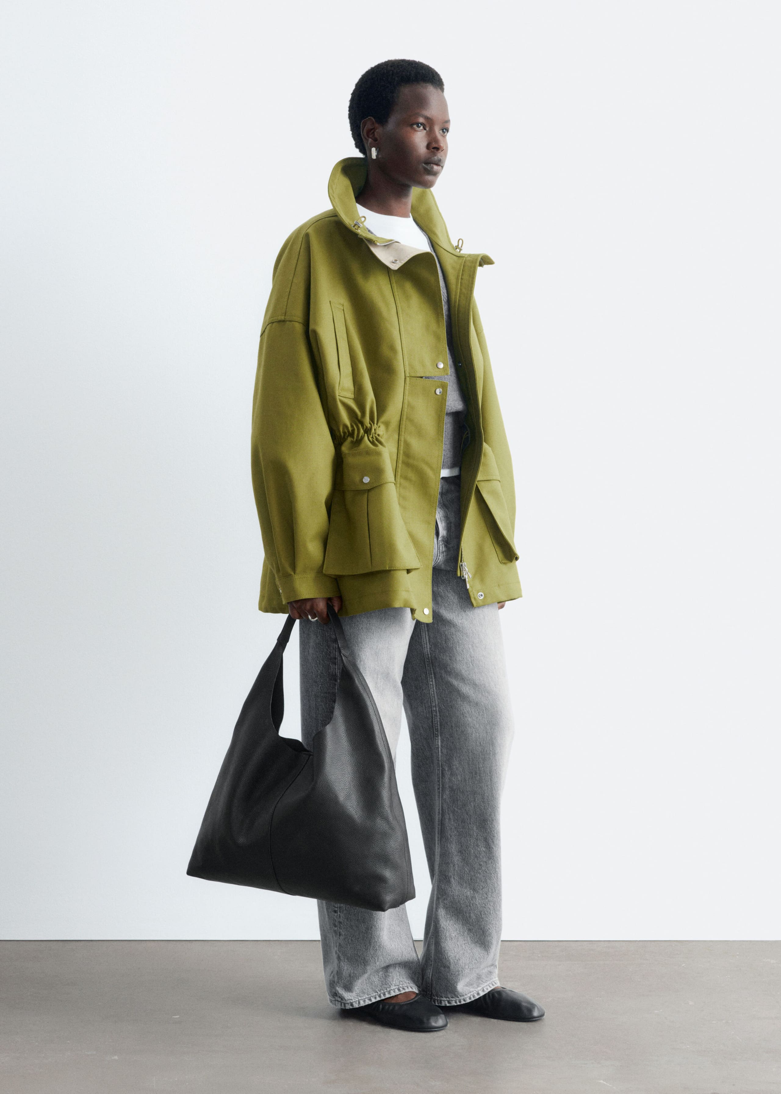 Oversized Utility Jacket - Green - Lookbook