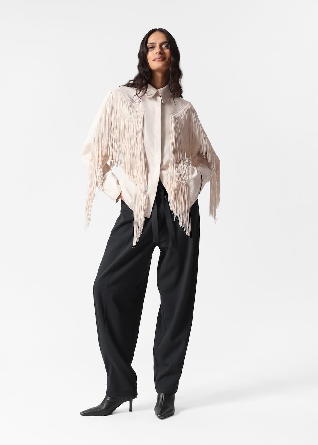 Camisa con flecos - Crema - Lookbook
