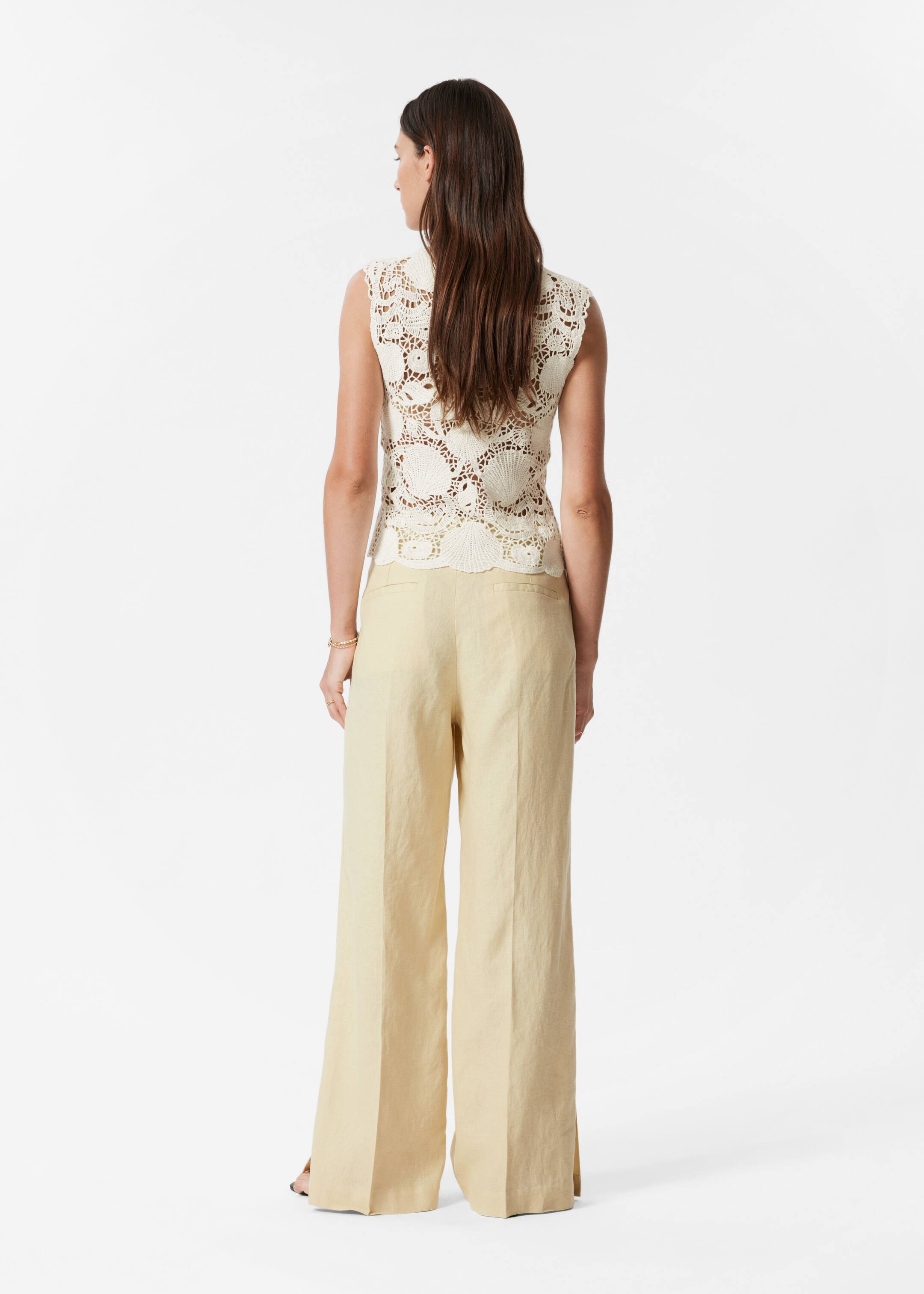 Ver imagen más grande: Pantalones sastre de lino - Amarillo claro - MUJER | H&M ES 3