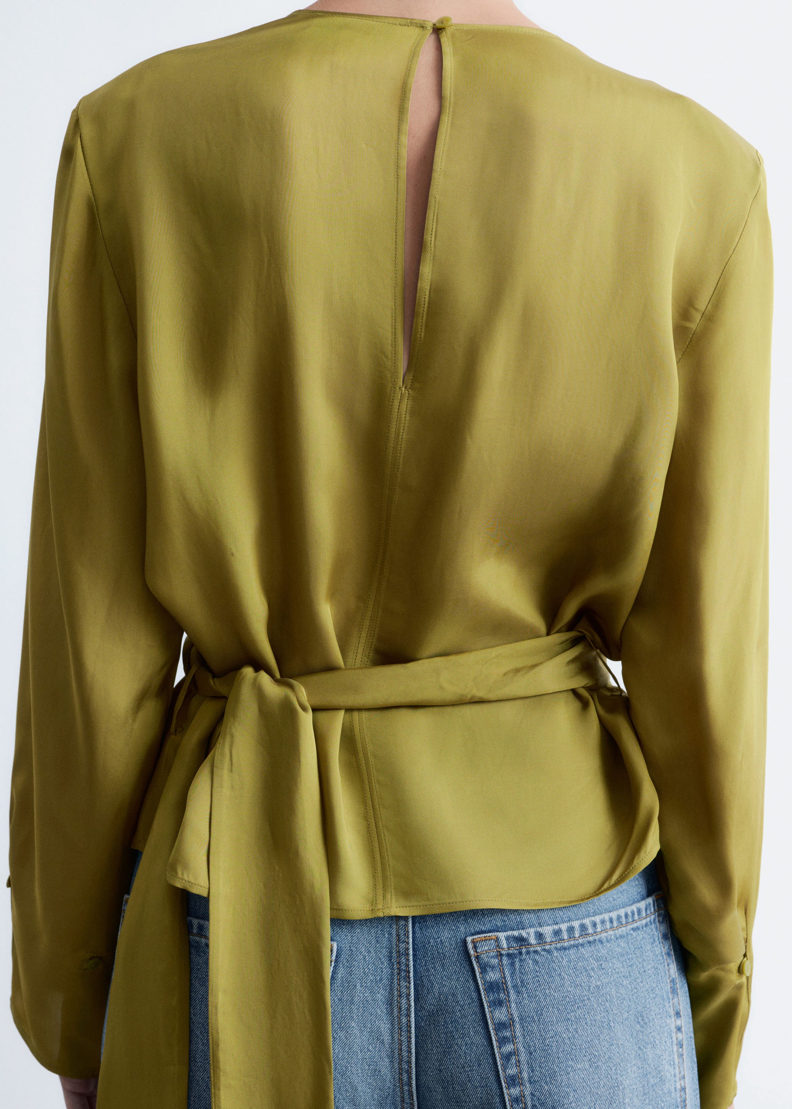 Image of Gathered Tie-Belt Blouse