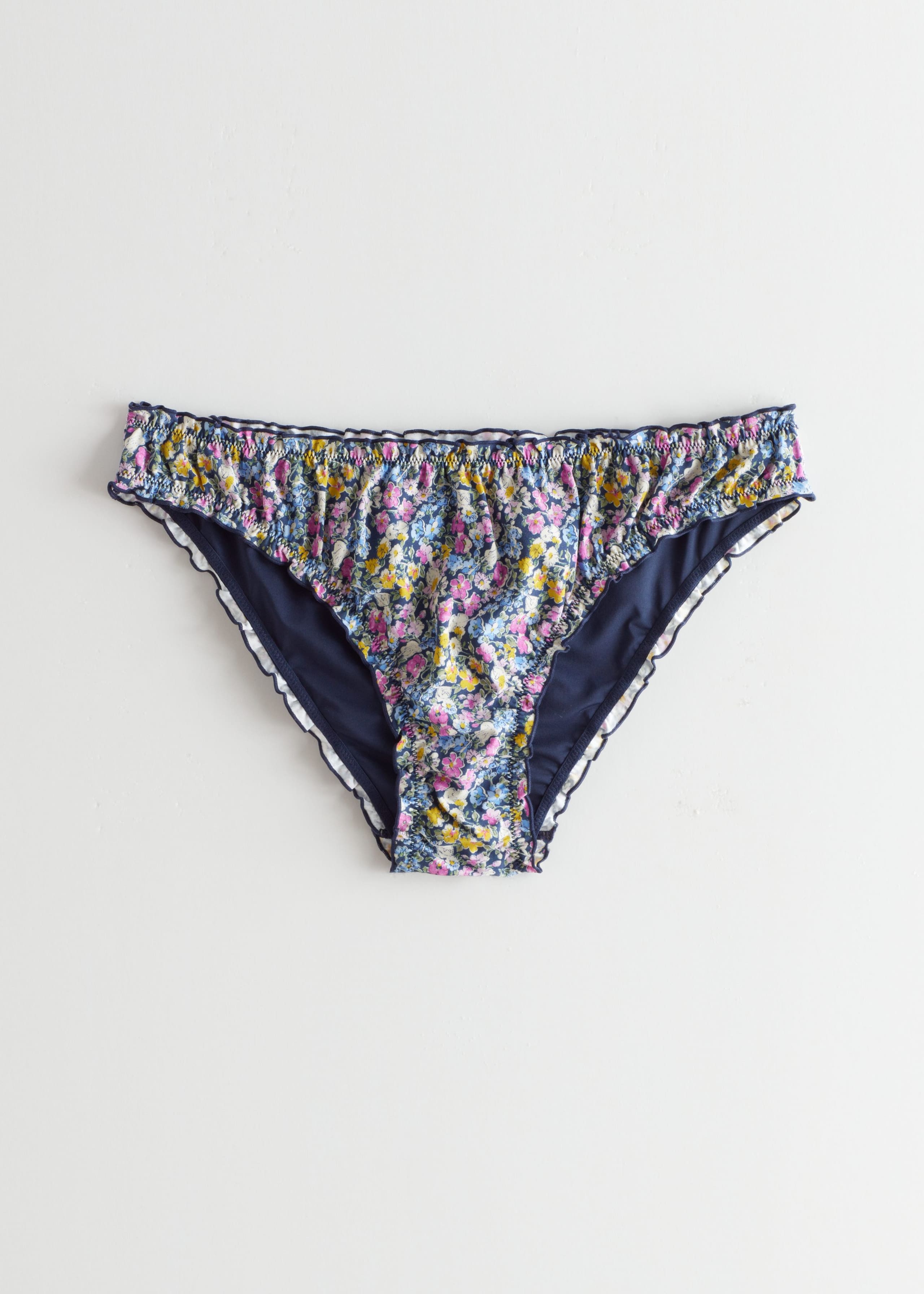 Ruffle Trim Bikini Briefs - Rainbow Florals - Still Life