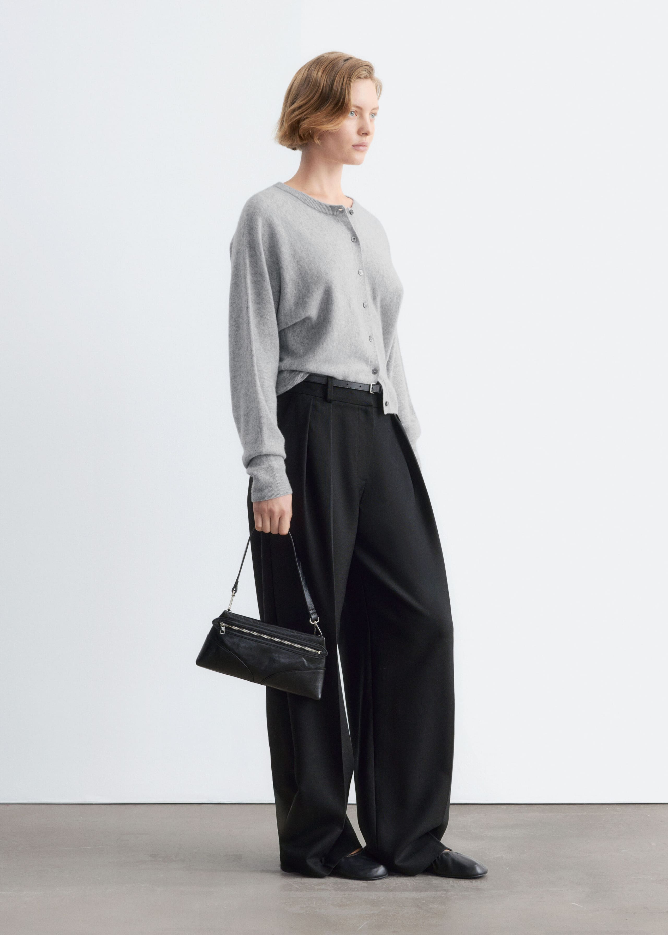 Kaszmirowy kardigan – Szary – Lookbook
