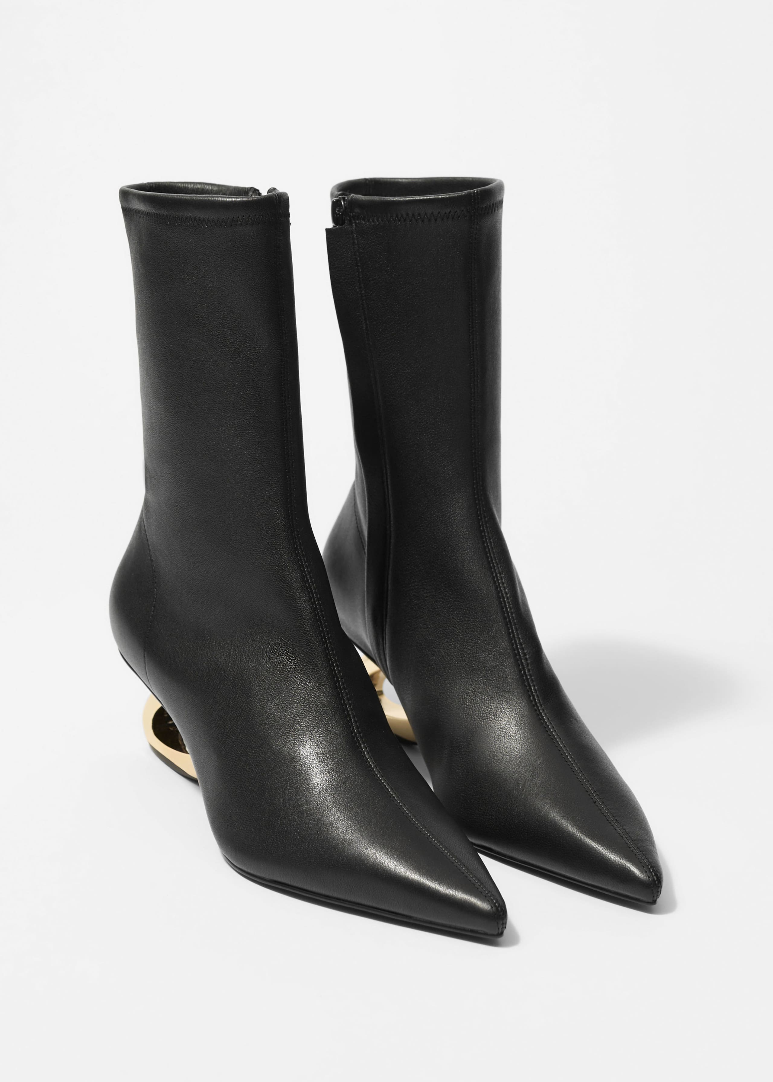 Sculptural Heel Ankle Boots - Black - Still Life