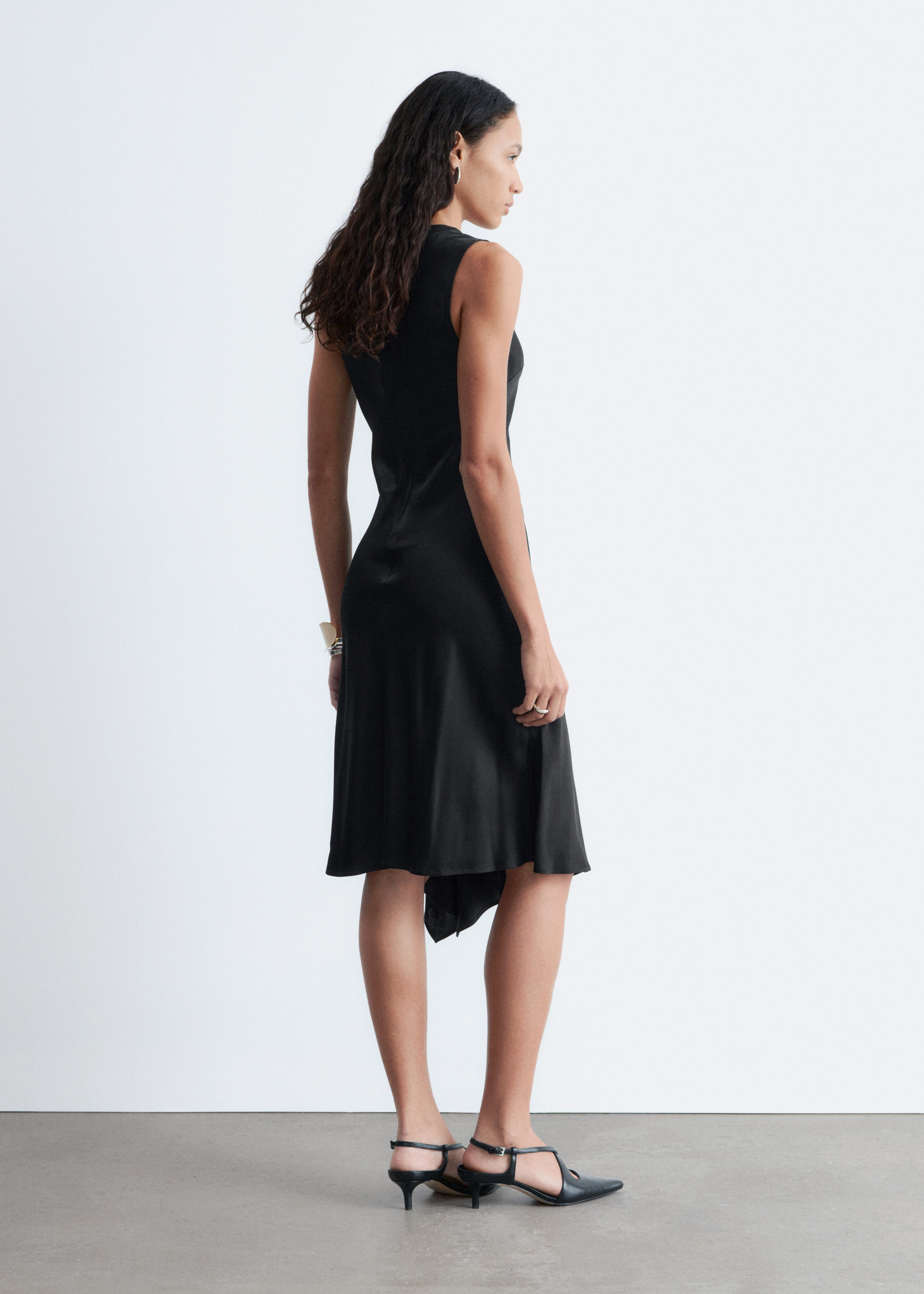 Asymmetric Satin Midi Dress - Black - & Other Stories US