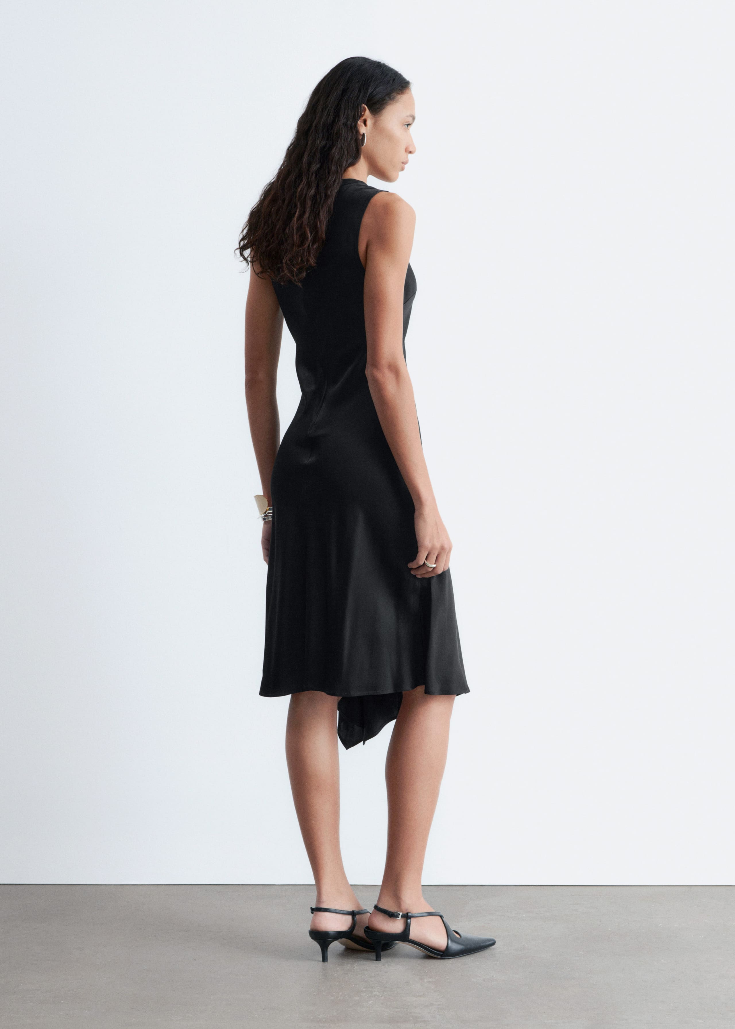 Image of Asymmetric Satin Midi Dress