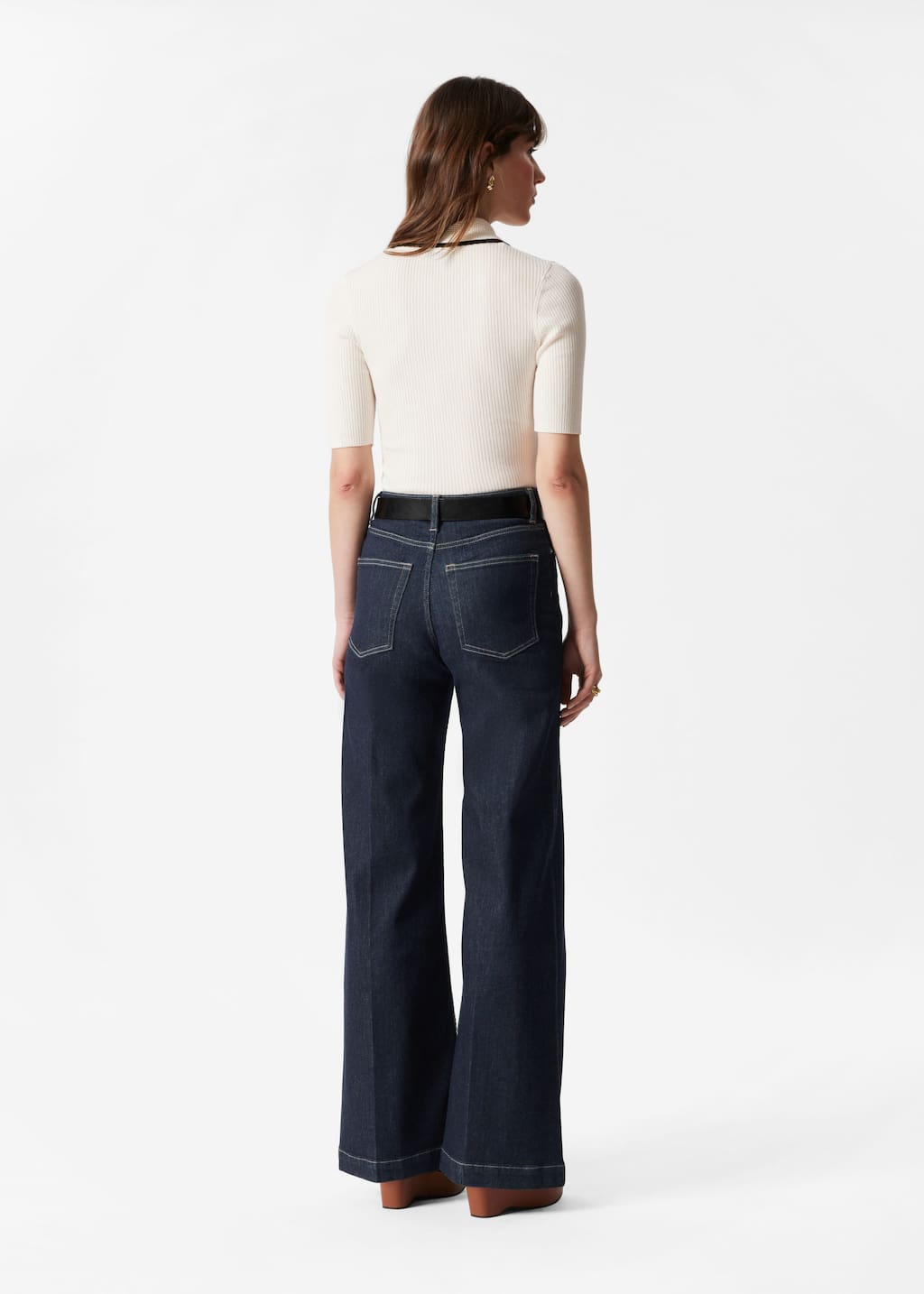 Haut côtelé et festonné - Couleur crème - Lookbook