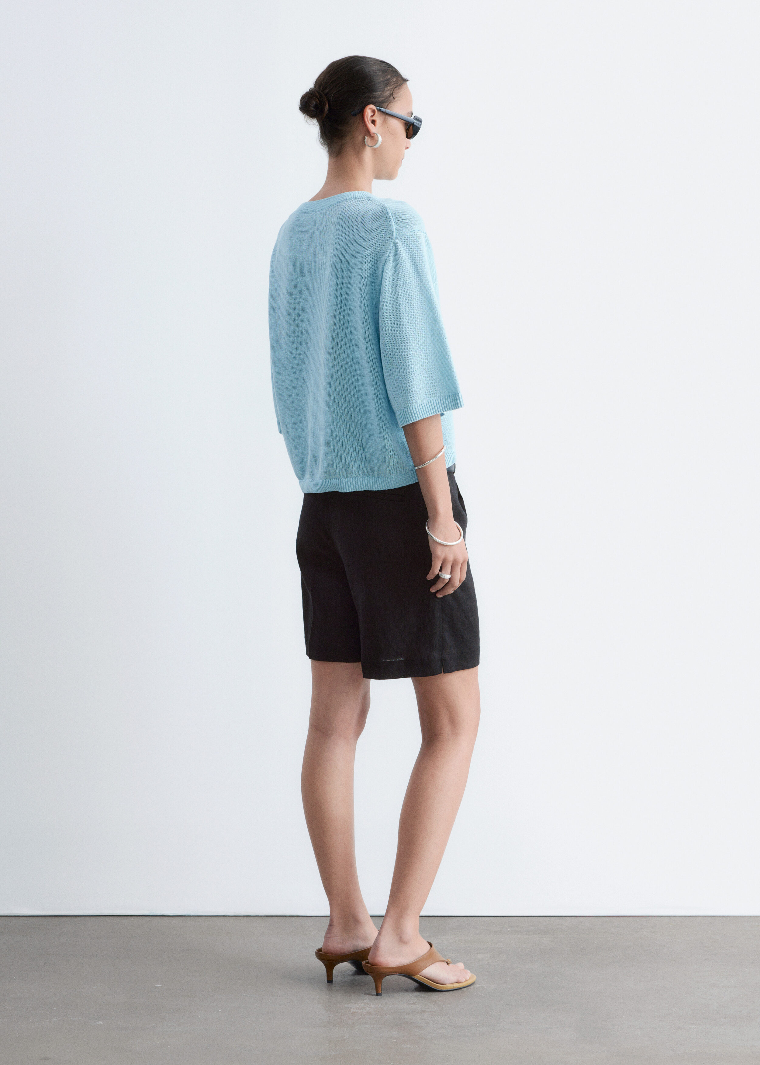 Knitted Cotton T-Shirt - Light Turquoise - & Other Stories US