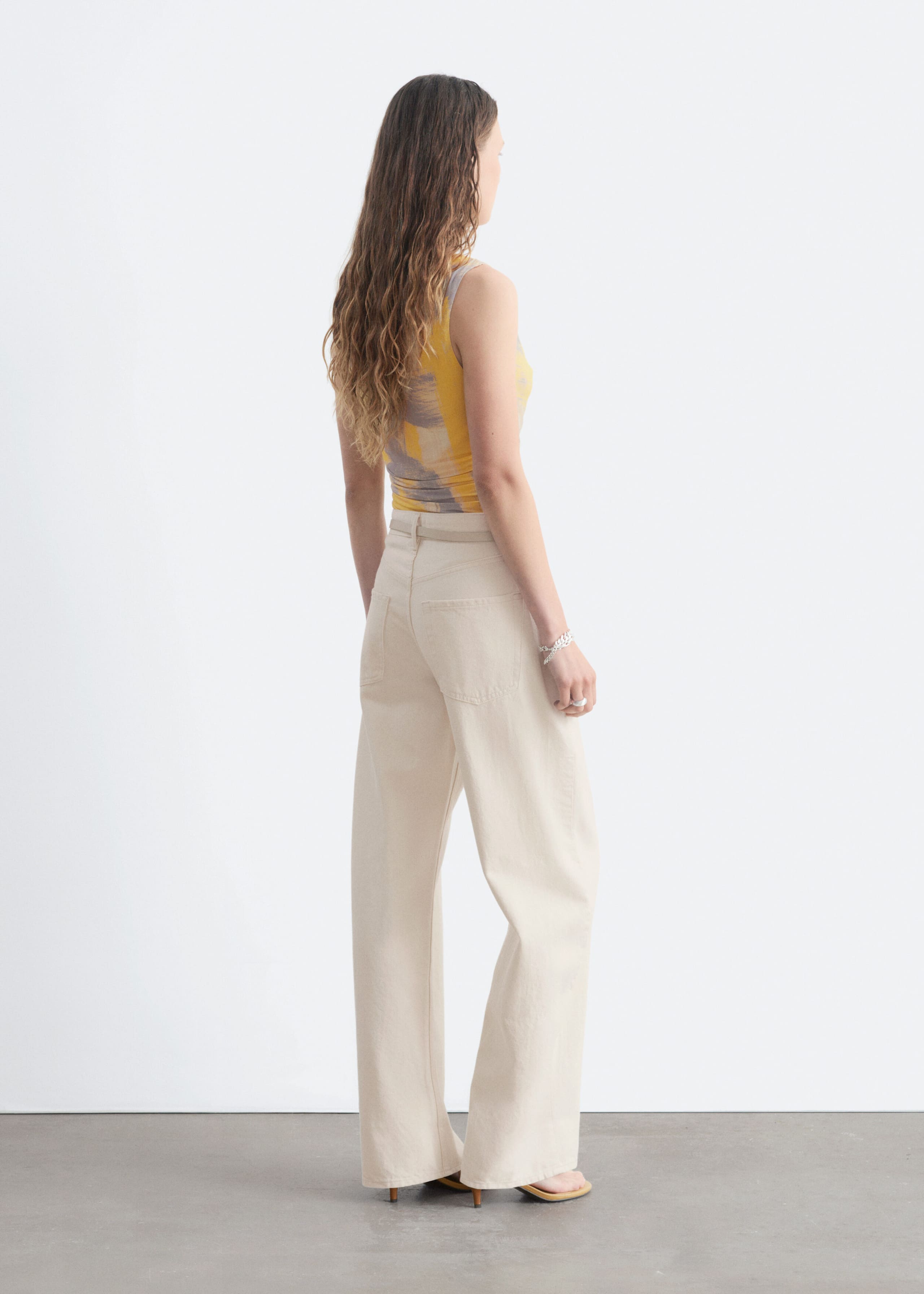 Cowl Neck Gathered Top - Yellow - Lookbook