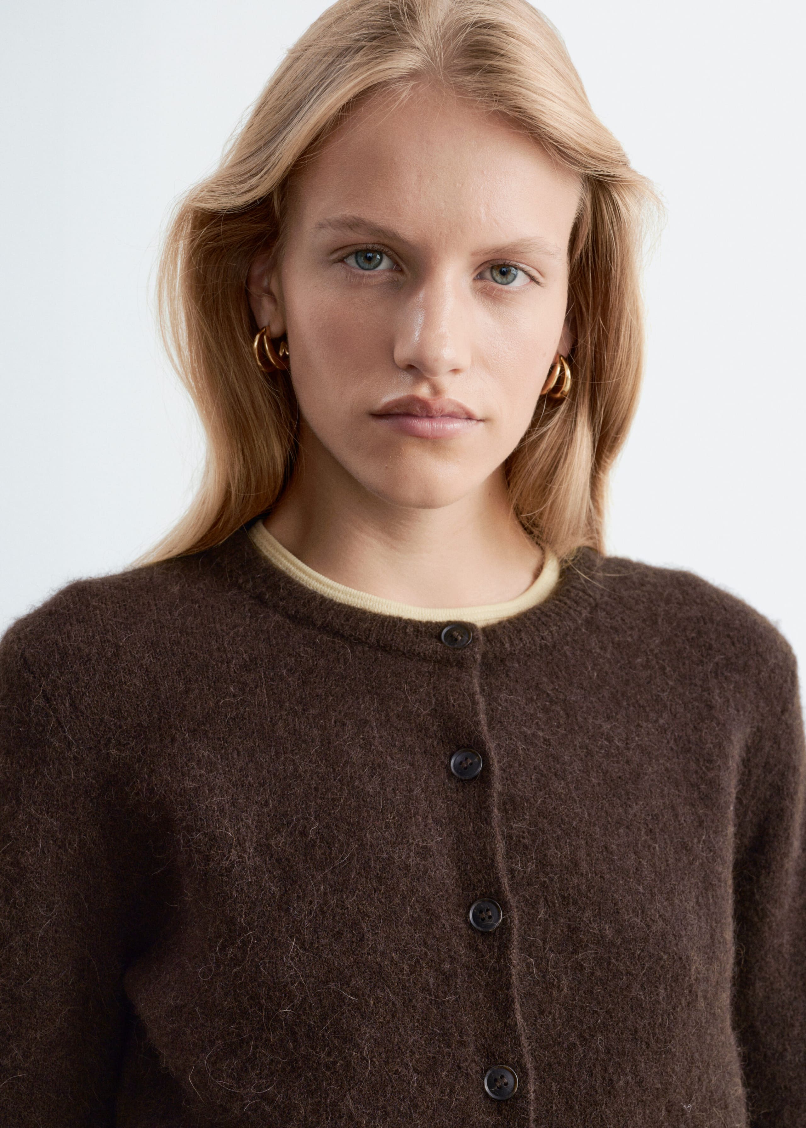 Alpaca-Blend Cardigan - Dark Brown - Still Life