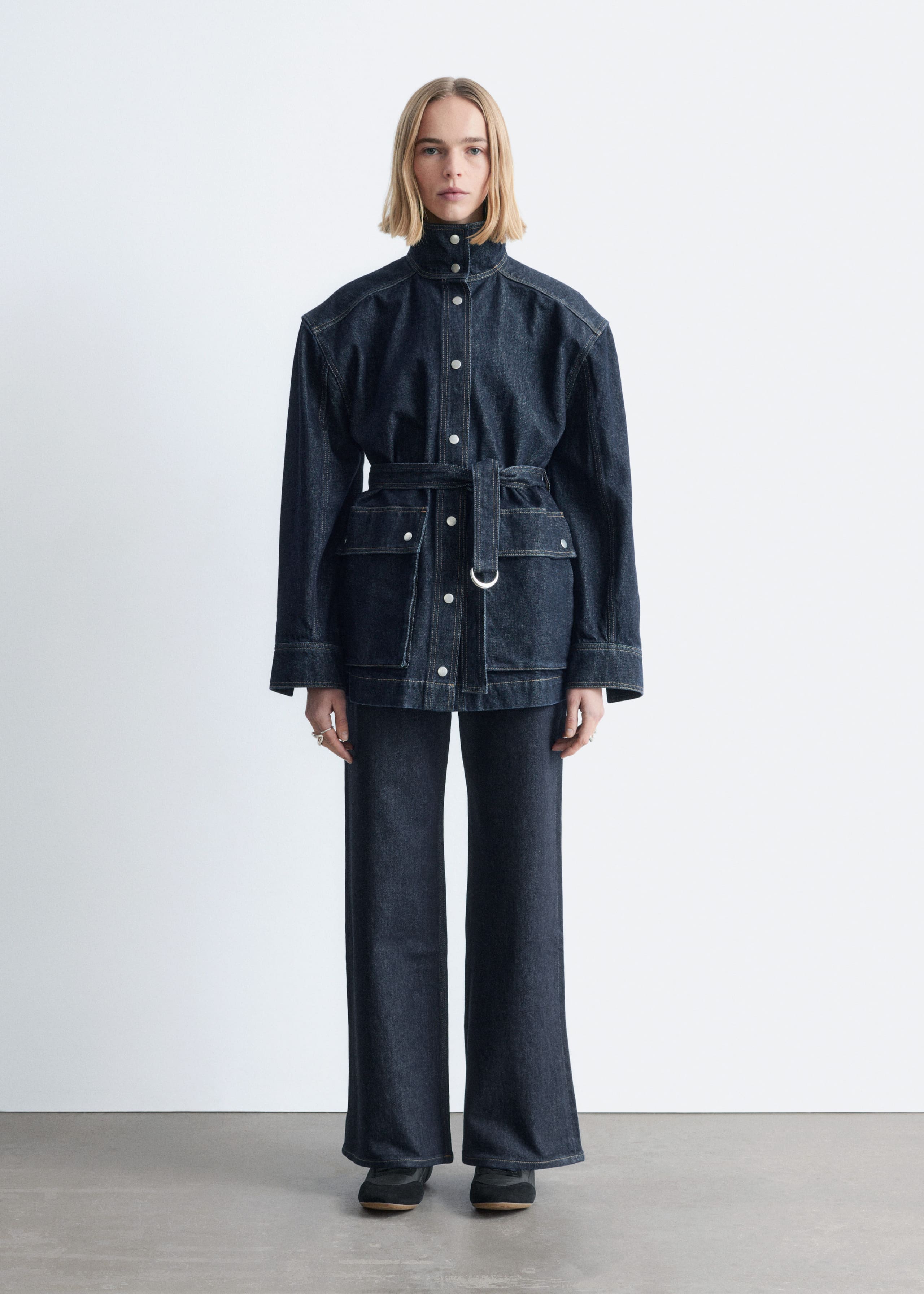 Image of Tie-Belt Denim Jacket