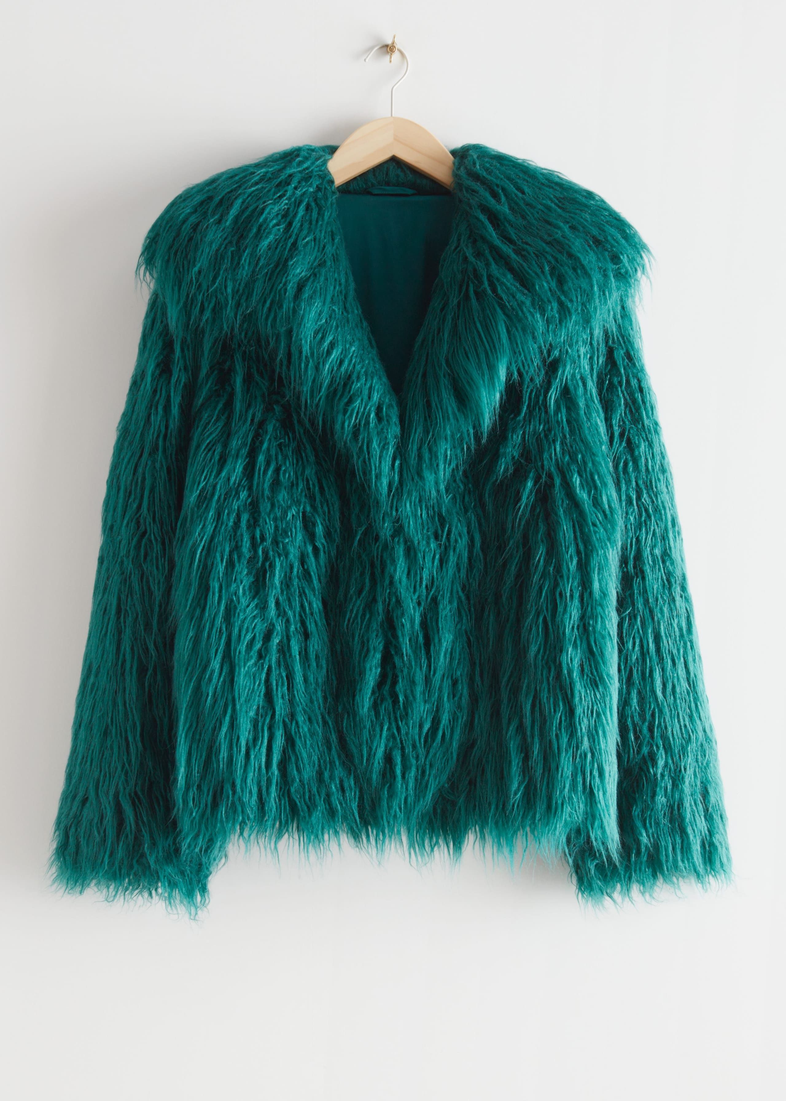 Faux Fur Jacket - Emerald Green - Natura morta