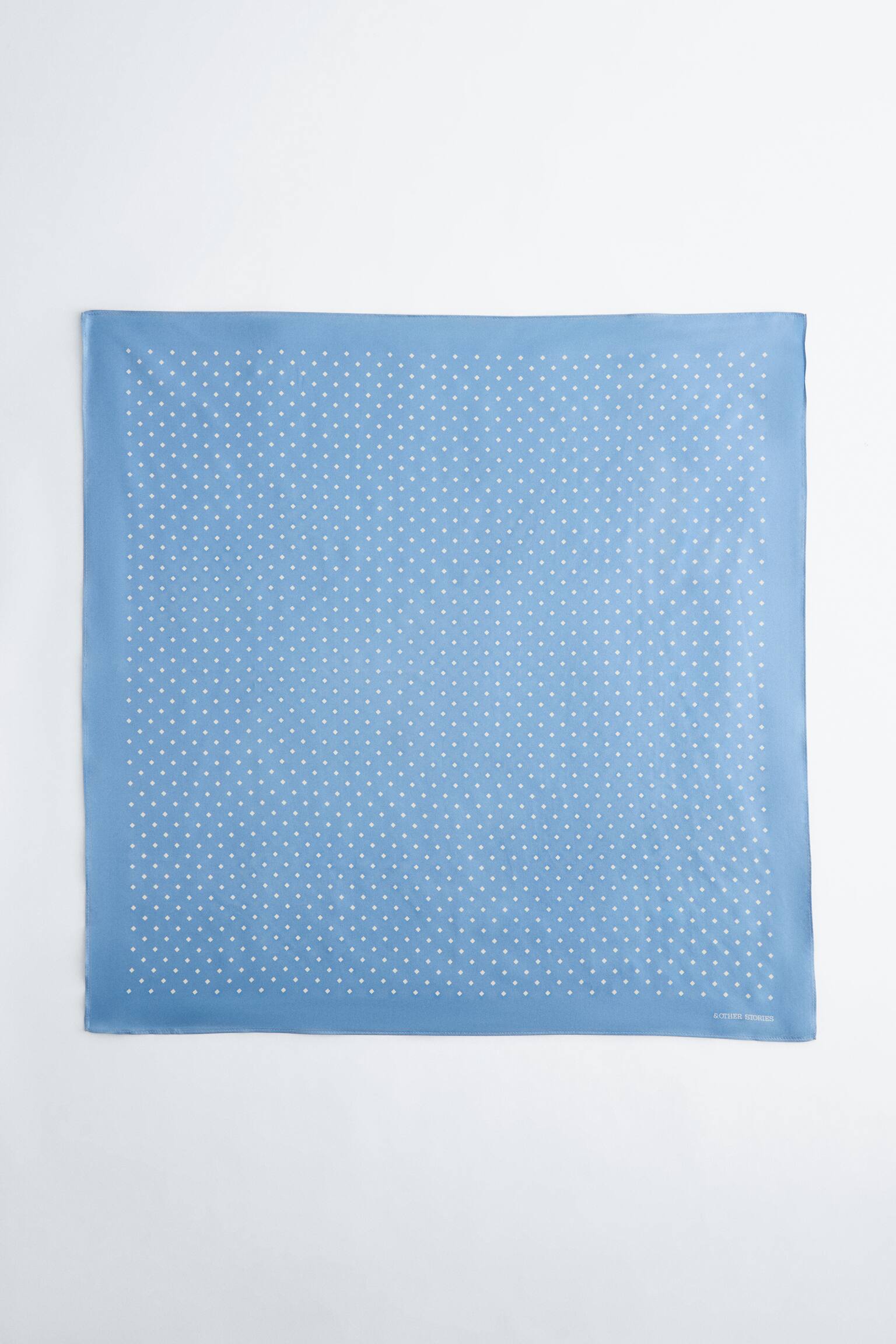 Pañuelo de seda con estampado de rombos - Celeste/Verde caqui - 2