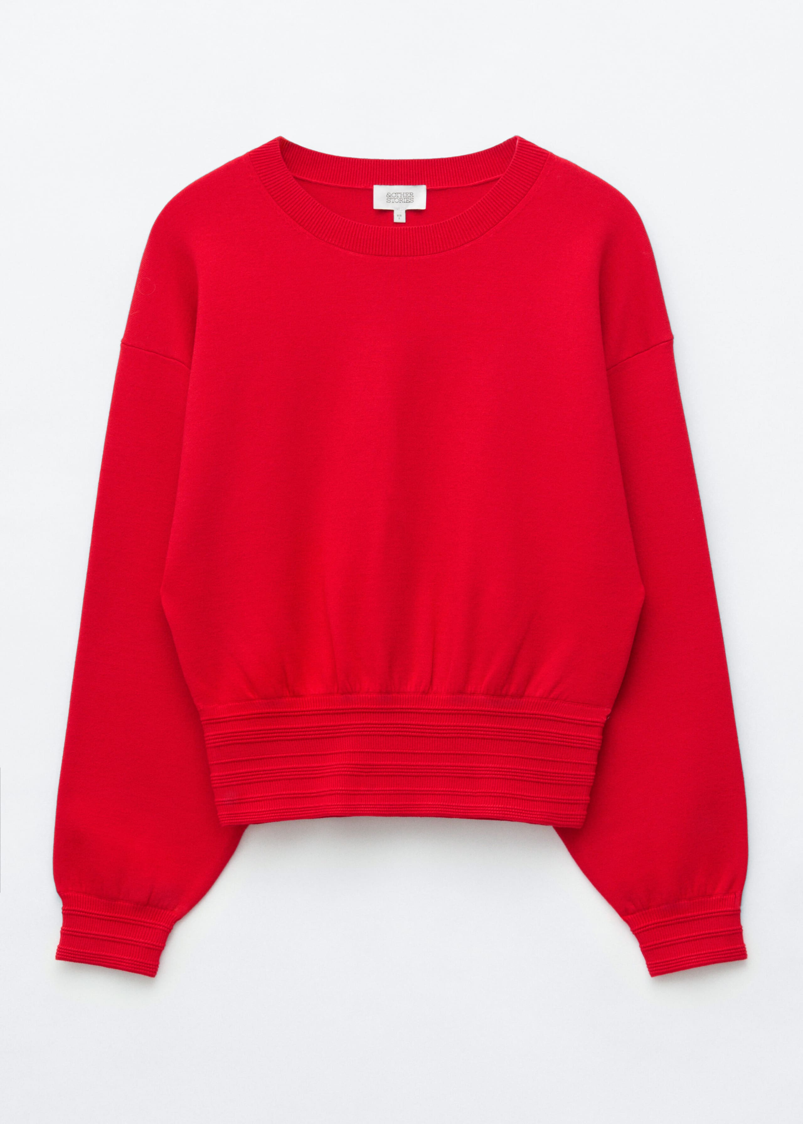 Rib-Trim Knitted Jumper - Red - Lookbook