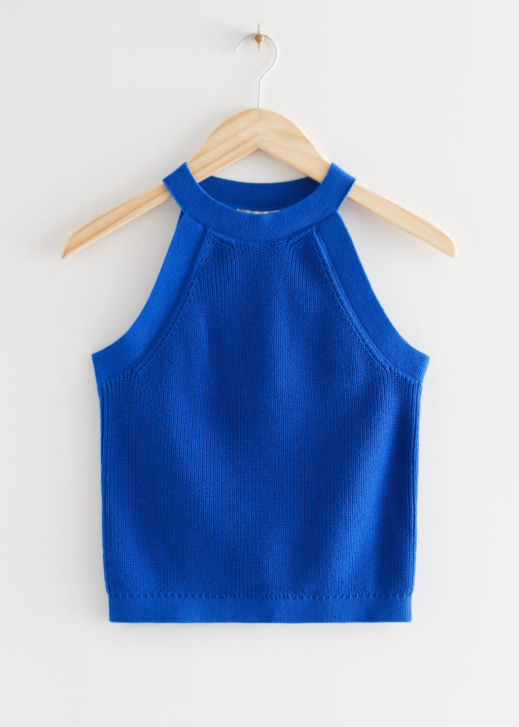 Top in maglia aderente con scollo all'americana - Blue - Natura morta