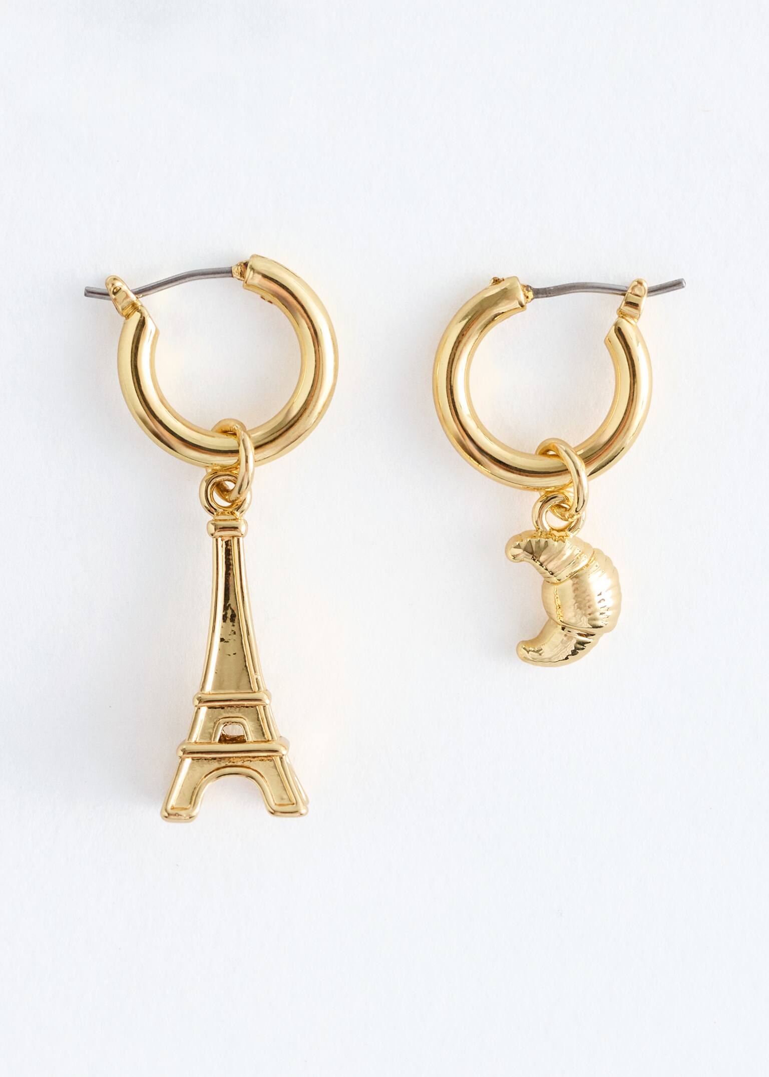 Hoop-Ohrringe mit Anhängern - Gold - 1