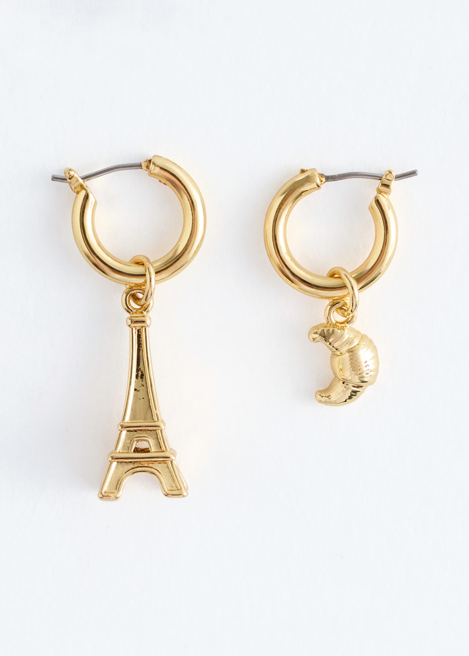 Pendant Hoop Earrings - Gold
