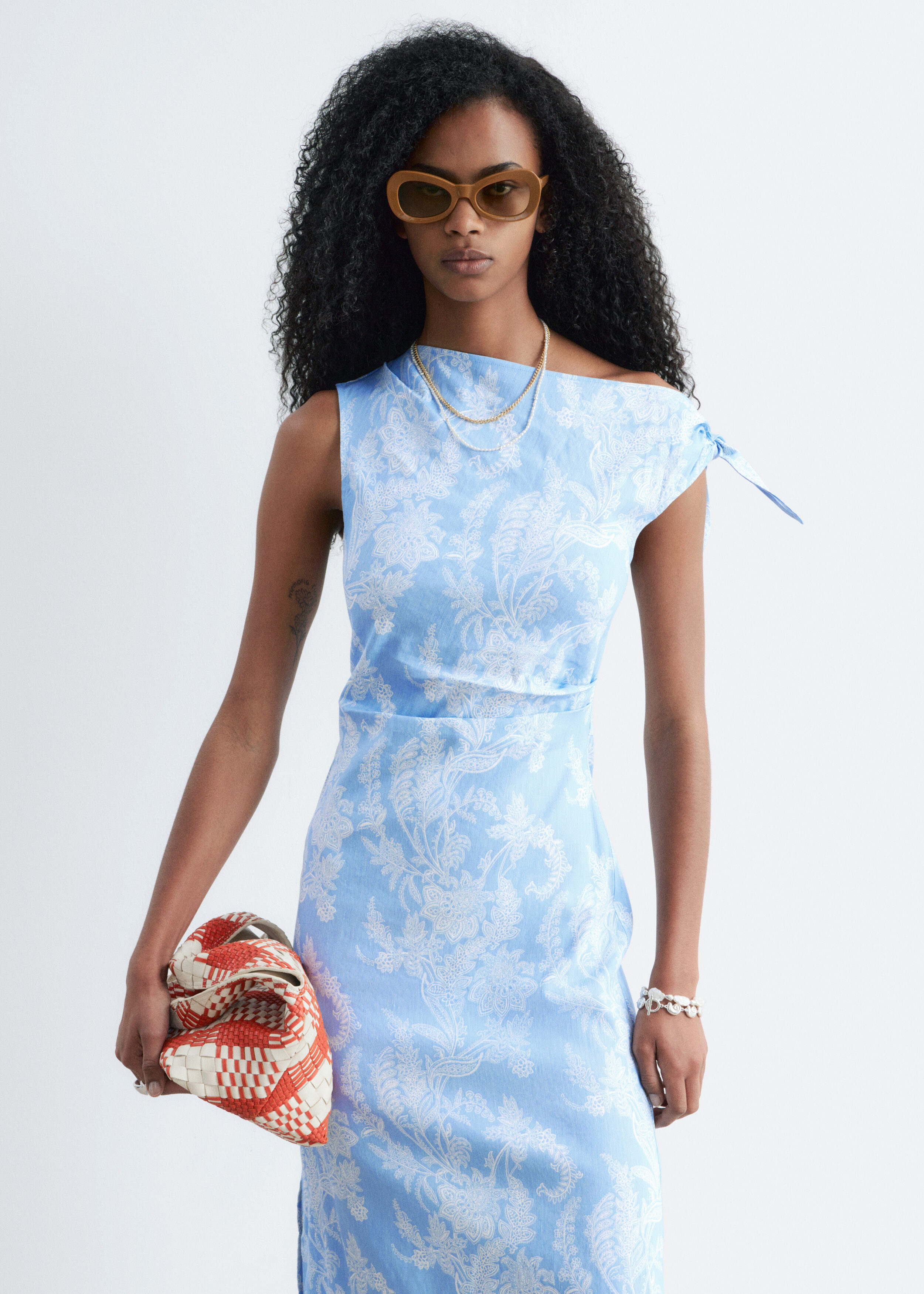 Asymmetric Midi Dress - Light Blue/Florals - & Other Stories US