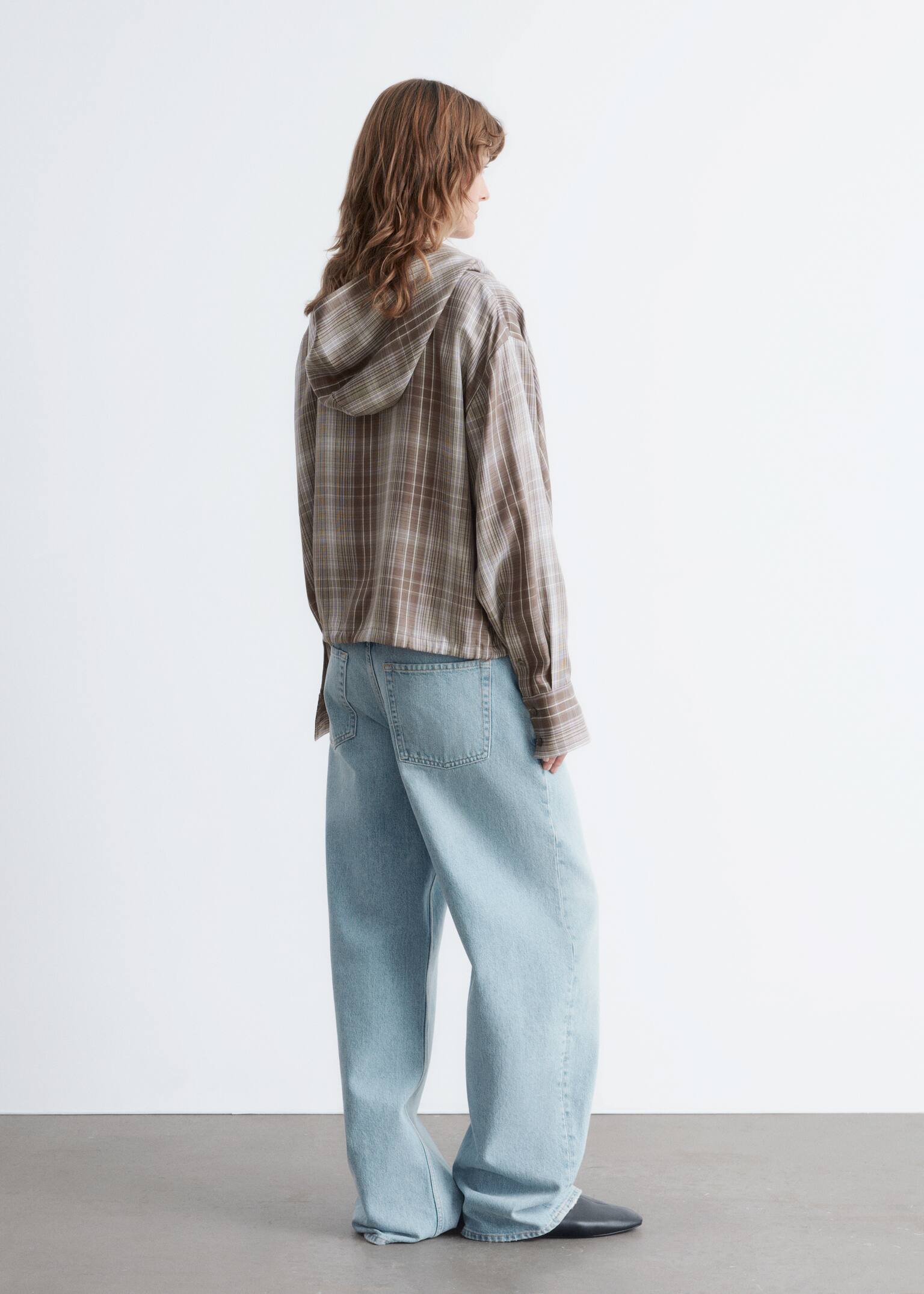 Koszula w kratę z kapturem - Ciemnoszary/Kratka - 5