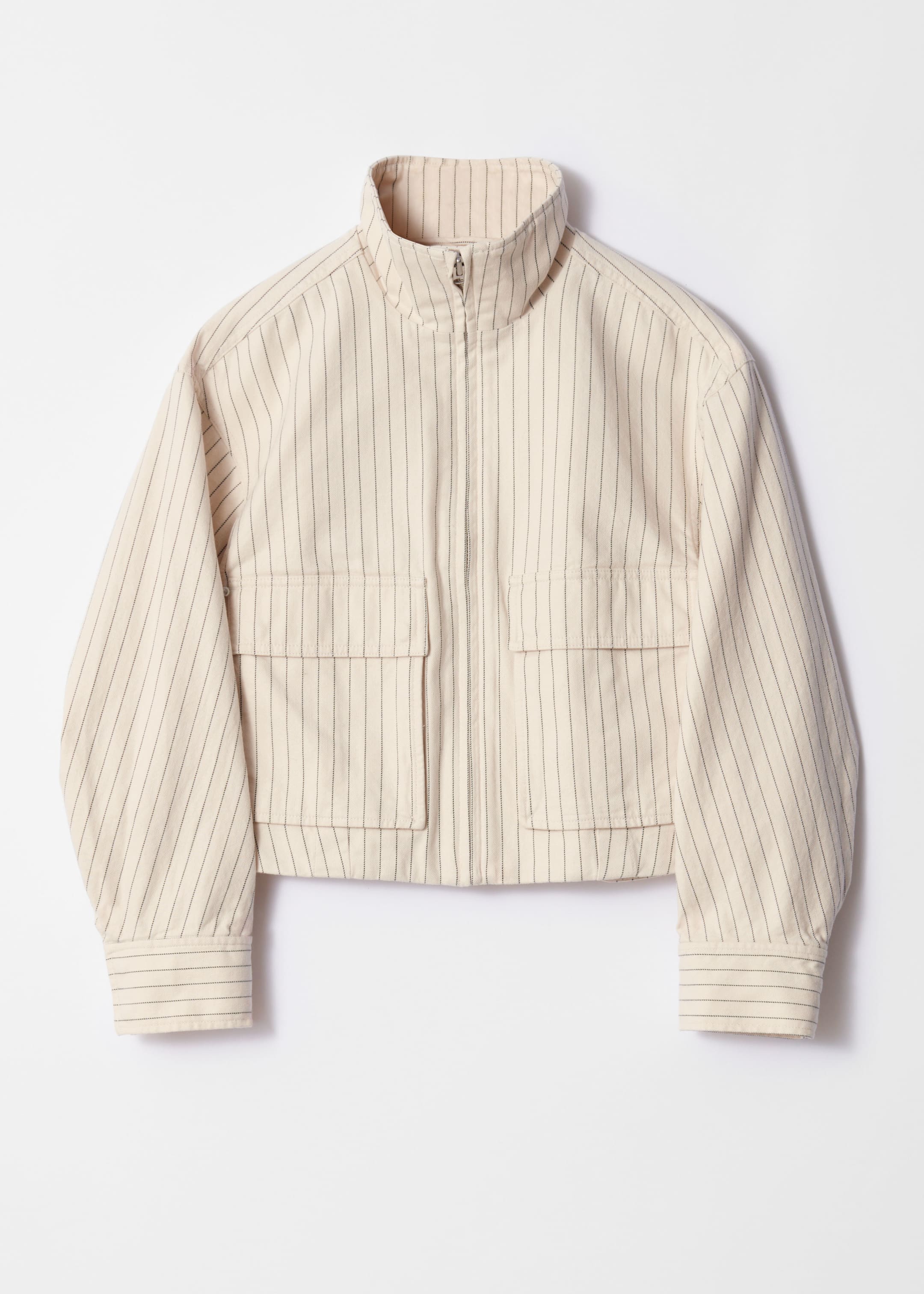 Grotere afbeelding bekijken: Patch-Pocket Jacket - Cream pinstripe - DAMES | H&M BE 1