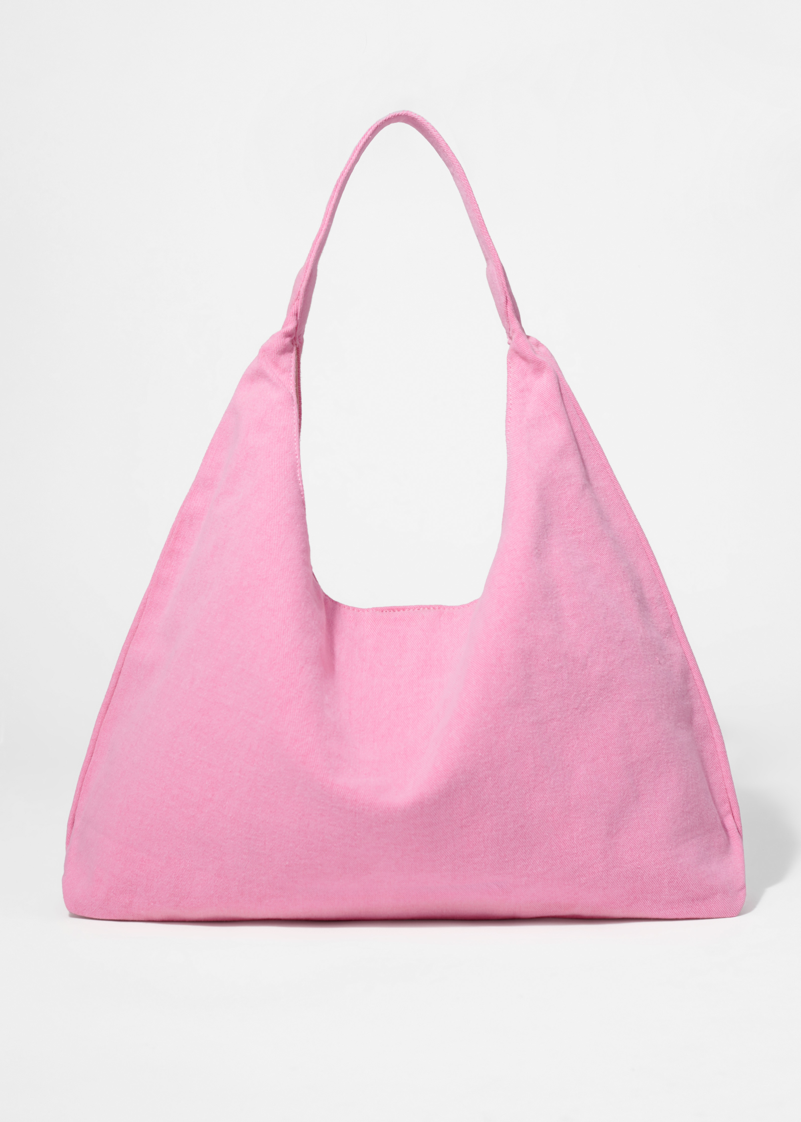 Borsa tote in denim lavato - Rosa/Grigio