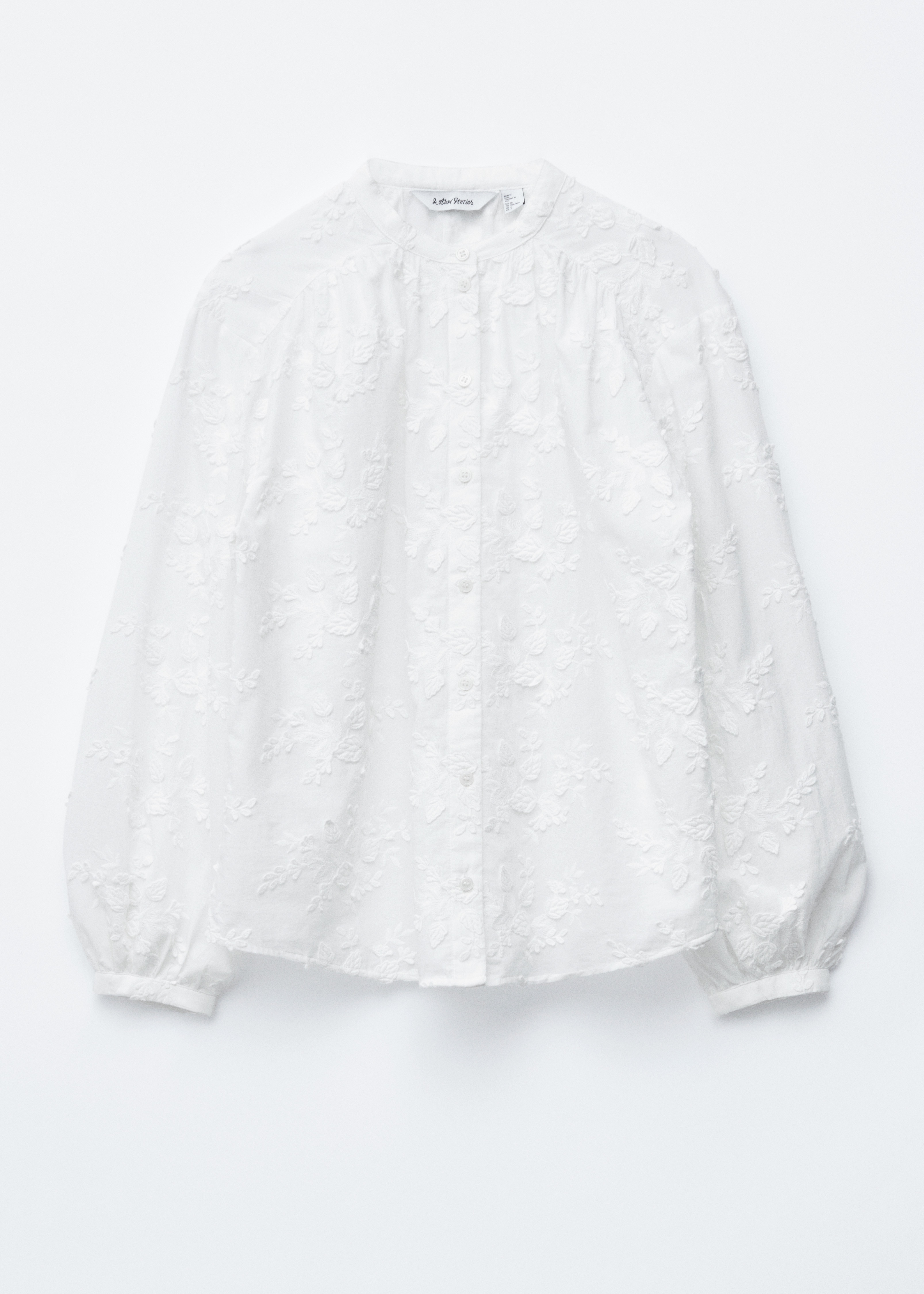 Camicetta voluminosa con applicazioni floreali - Bianco/Ricamo rosa polvere/Rosso scuro/Petrolio/Blu navy/Nero/Viola