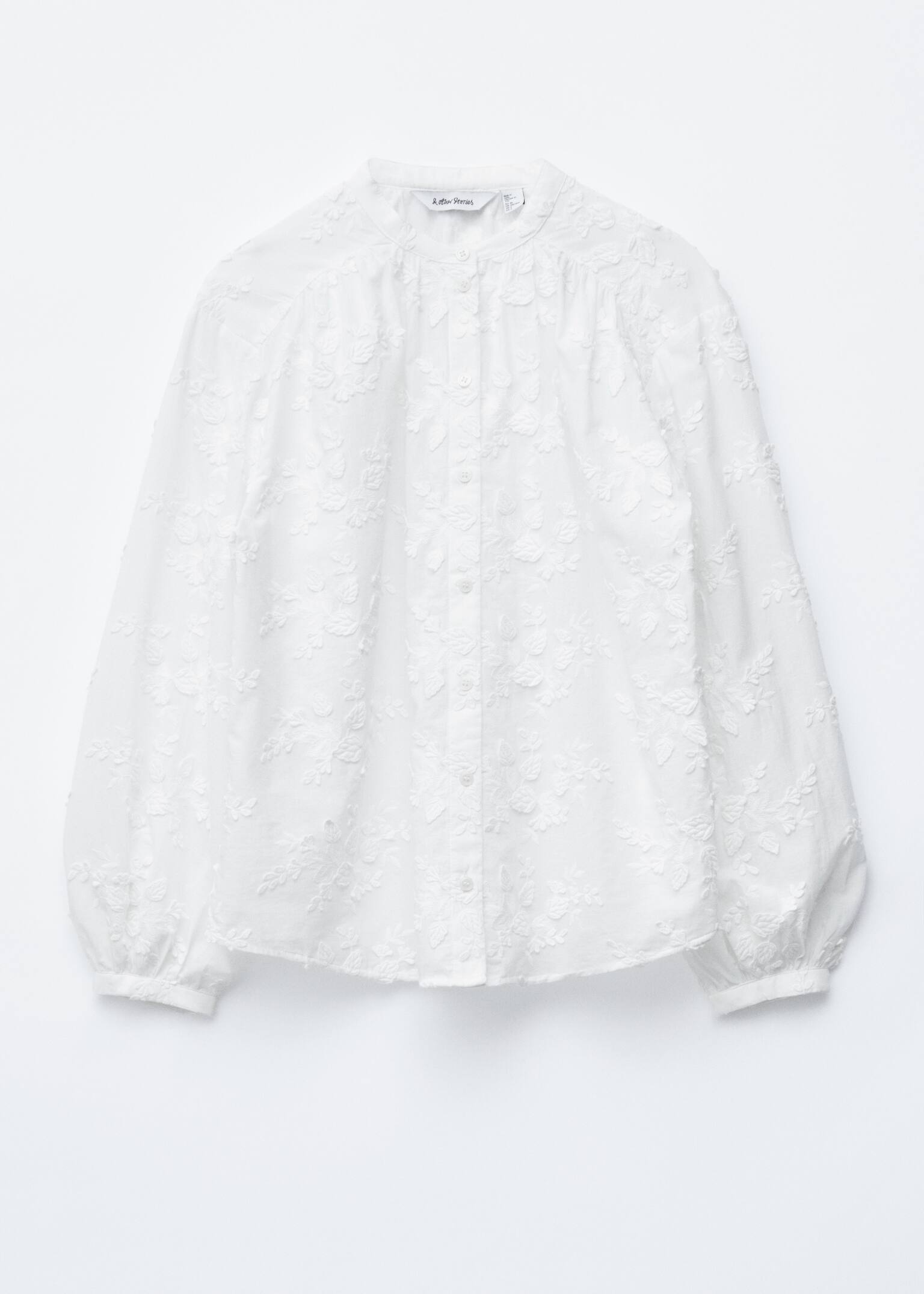 Bluză voluminoasă cu aplicații florale - Alb/Broderie roz prăfuită/Roșu închis/Petrol/Black/Purple/Navy - 2