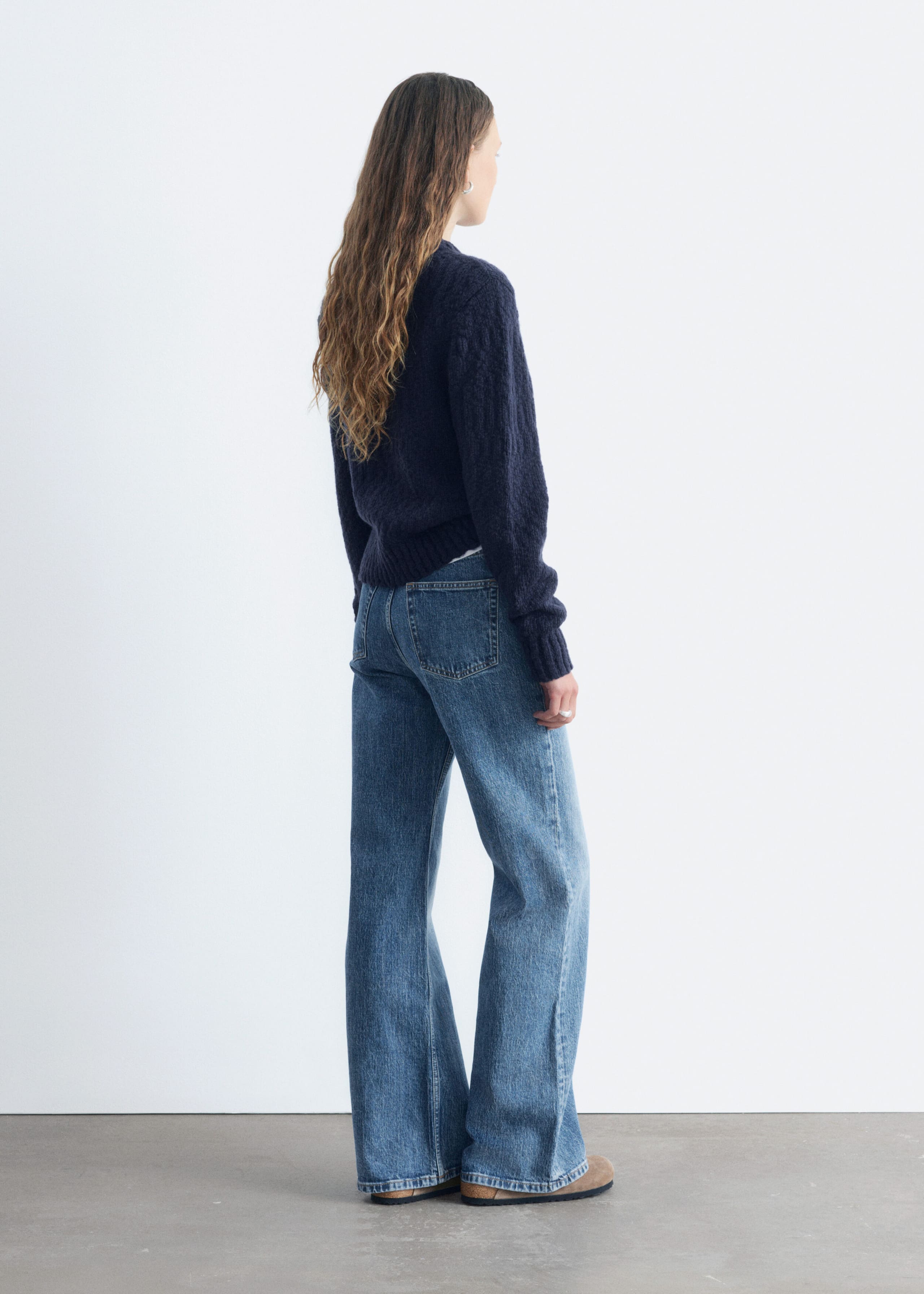 Wool-Cotton Bouclé Jumper - Dark Blue - Still Life