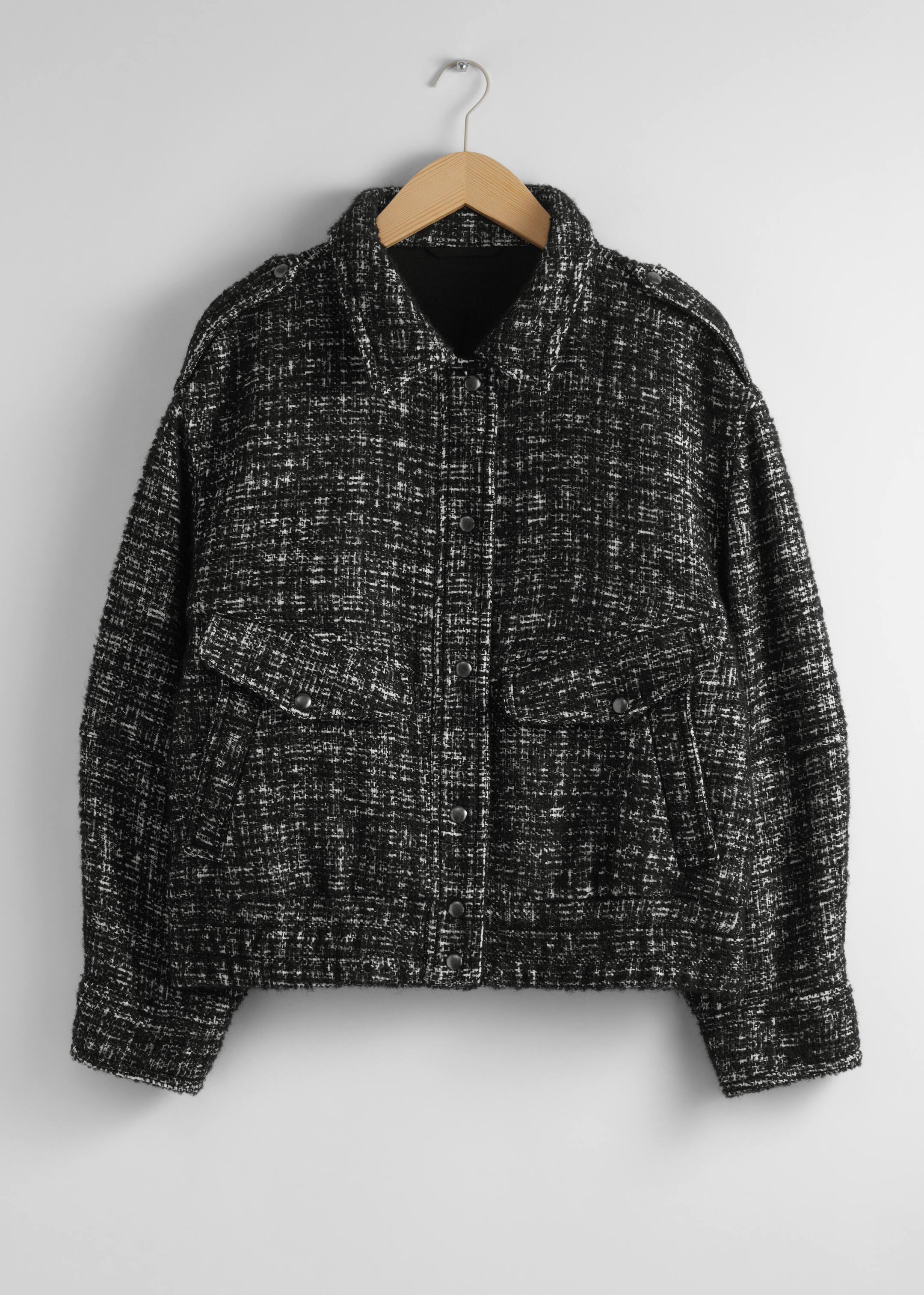 Größeres Bild ansehen: Kastenförmige Tweedjacke - Schwarzer Tweed - Ladies | H&M DE 1