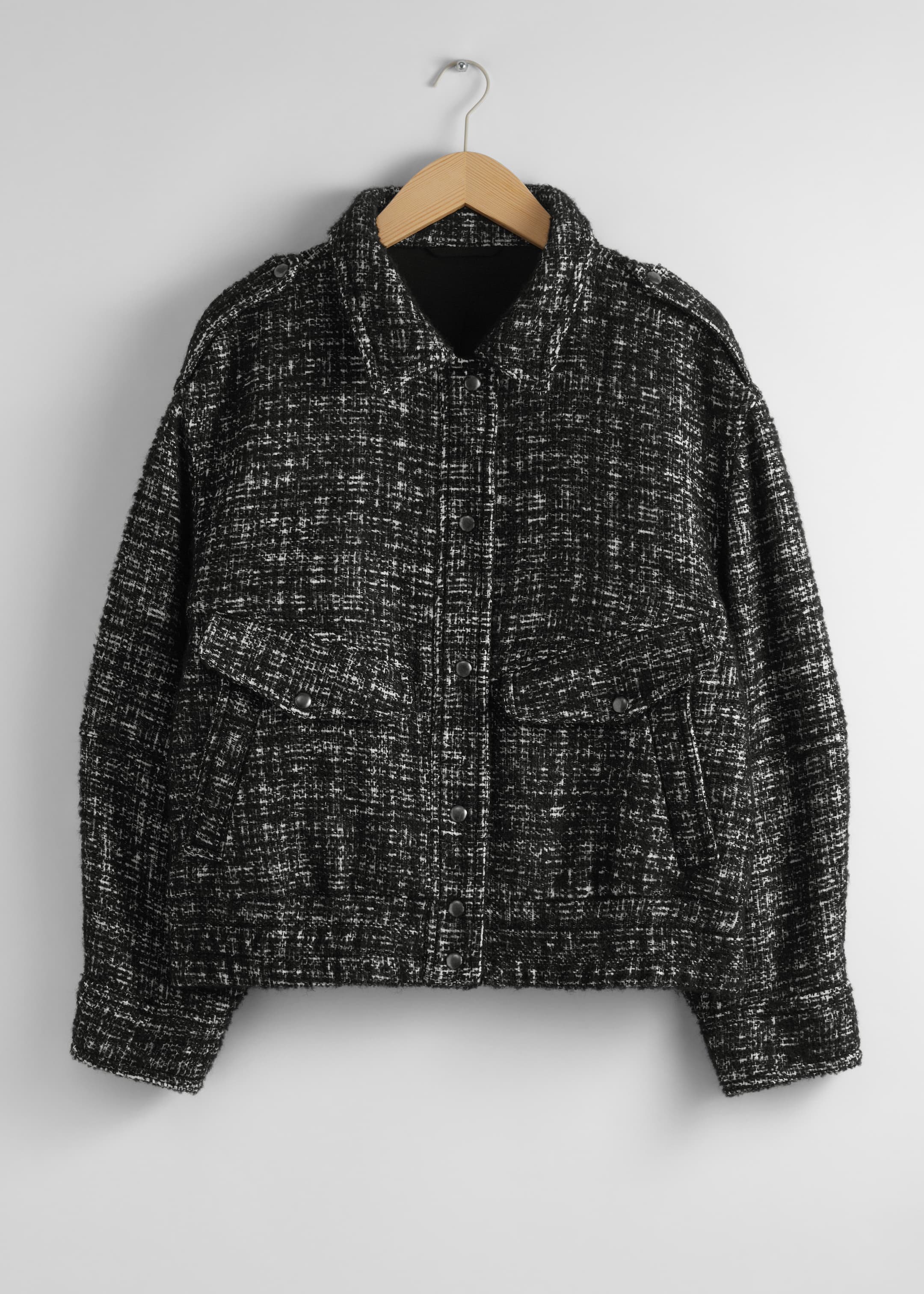 Größeres Bild ansehen: Kastenförmige Tweedjacke - Schwarzer Tweed - Ladies | H&M DE 1