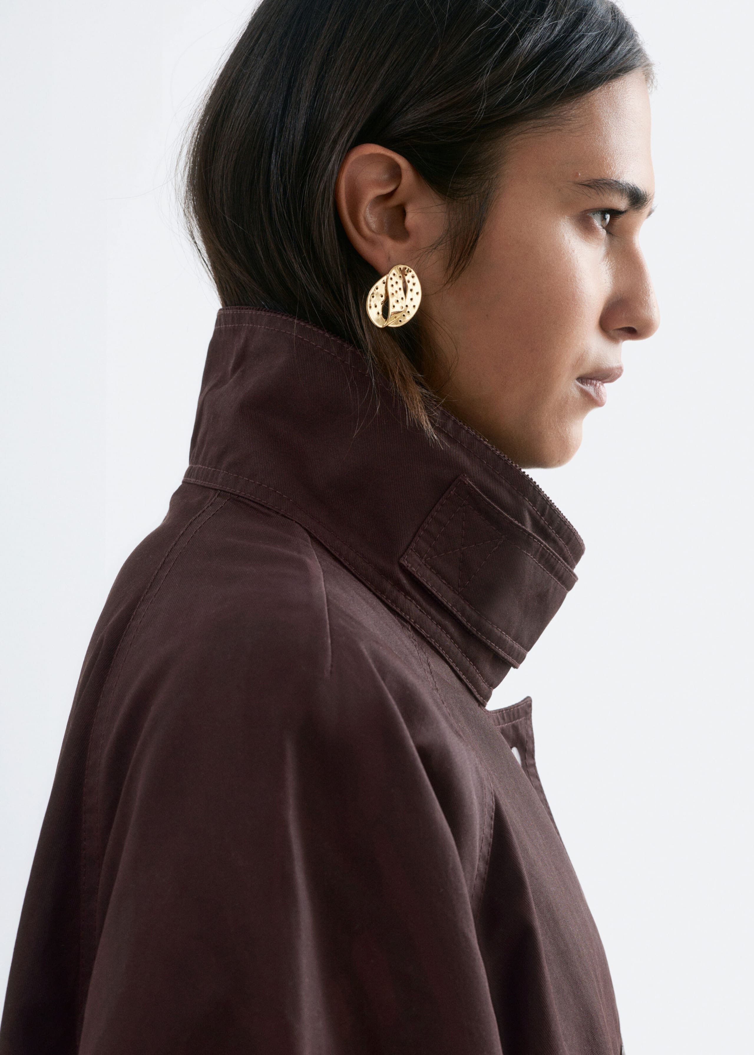 Jacke mit Cordkragen - Dunkelbraun - Lookbook