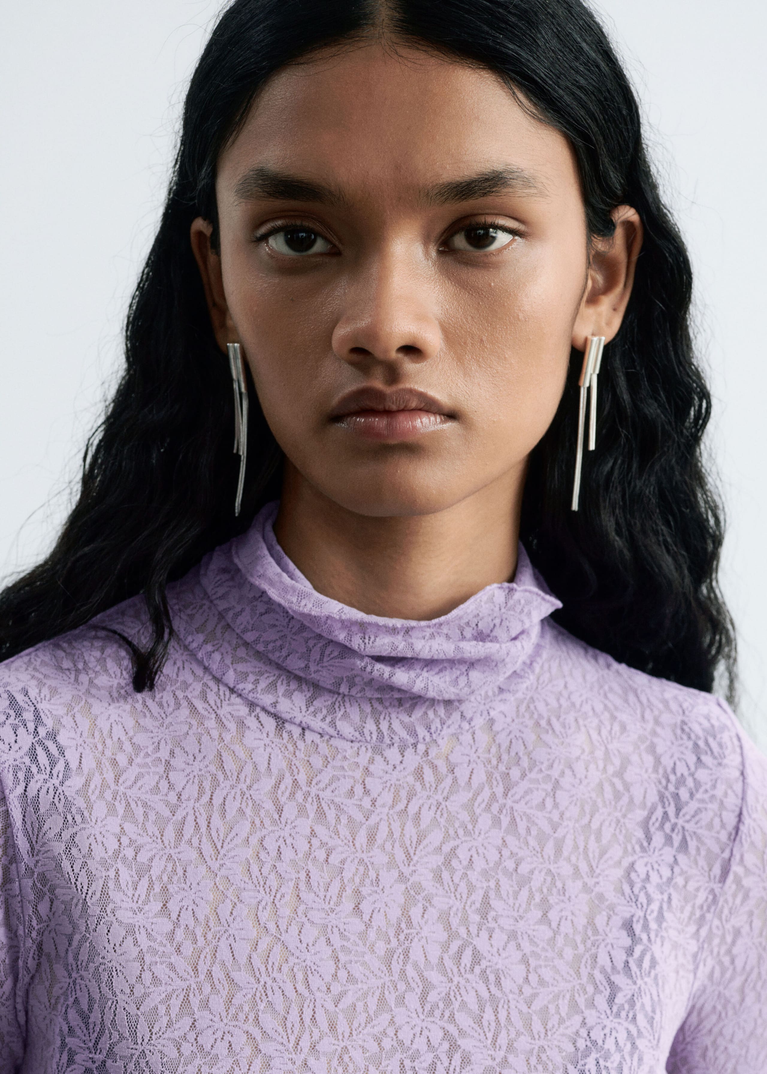 Lace Turtleneck Top - Lilac - Lookbook