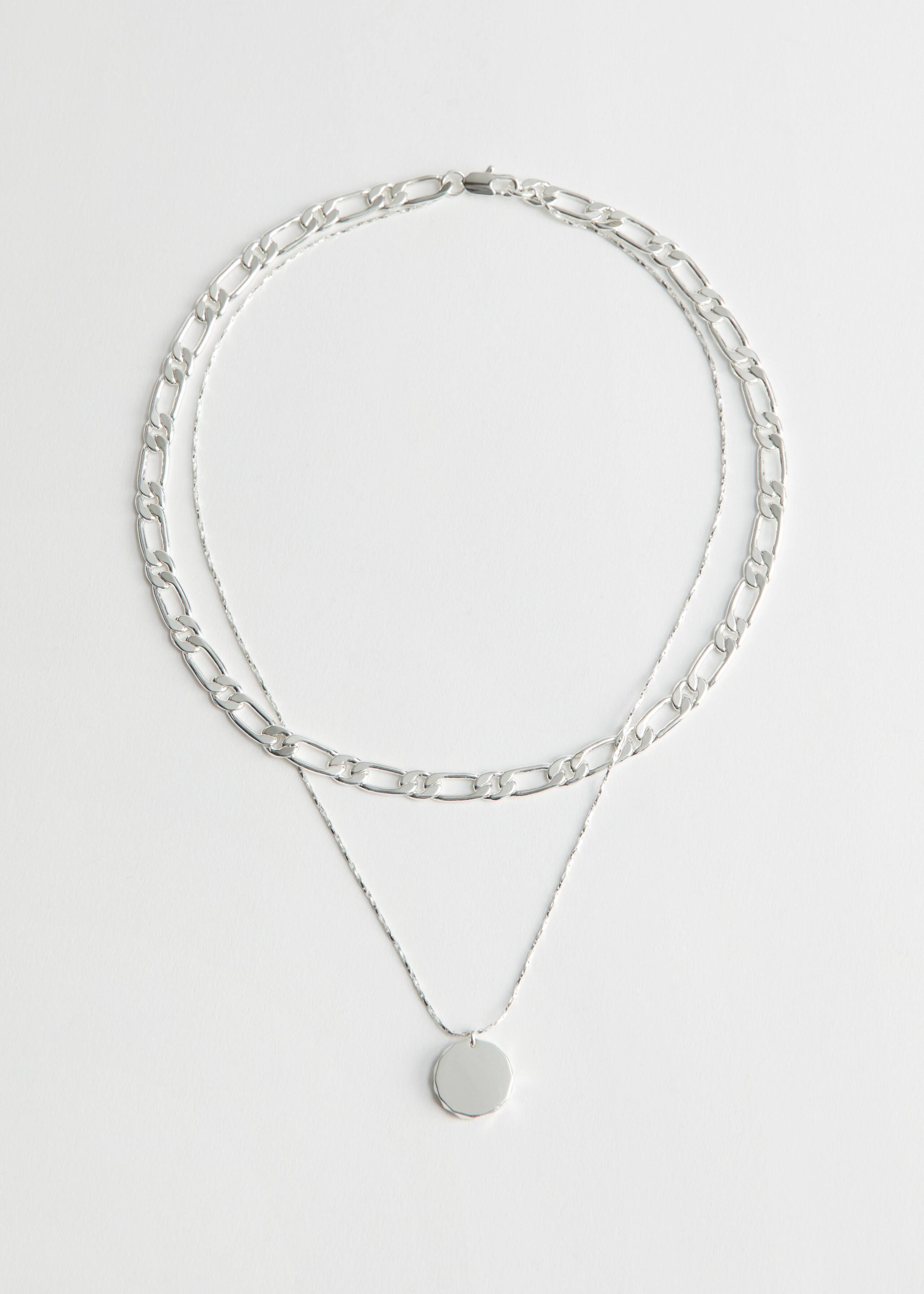 Pendant Multi Chain Necklace - Silver - Still Life