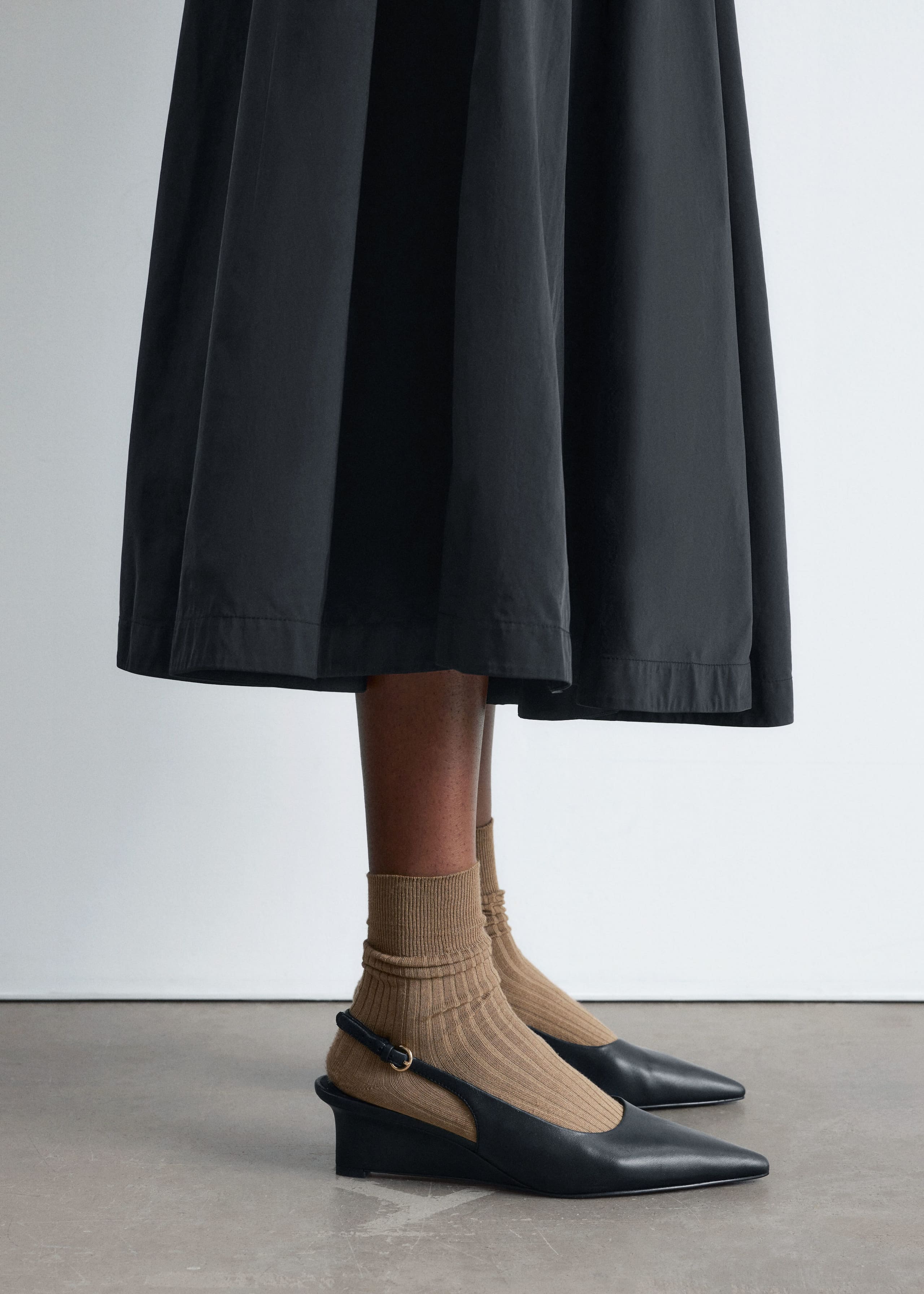 Image of Leather Wedge Slingback Pumps