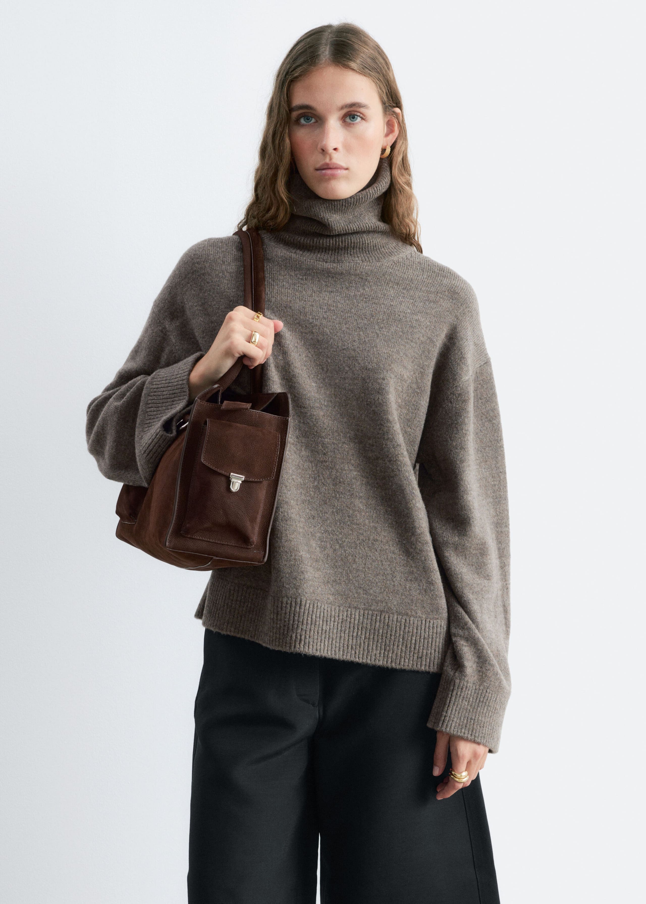 Wool-Cotton Turtleneck Jumper - Dark Blue - Lookbook