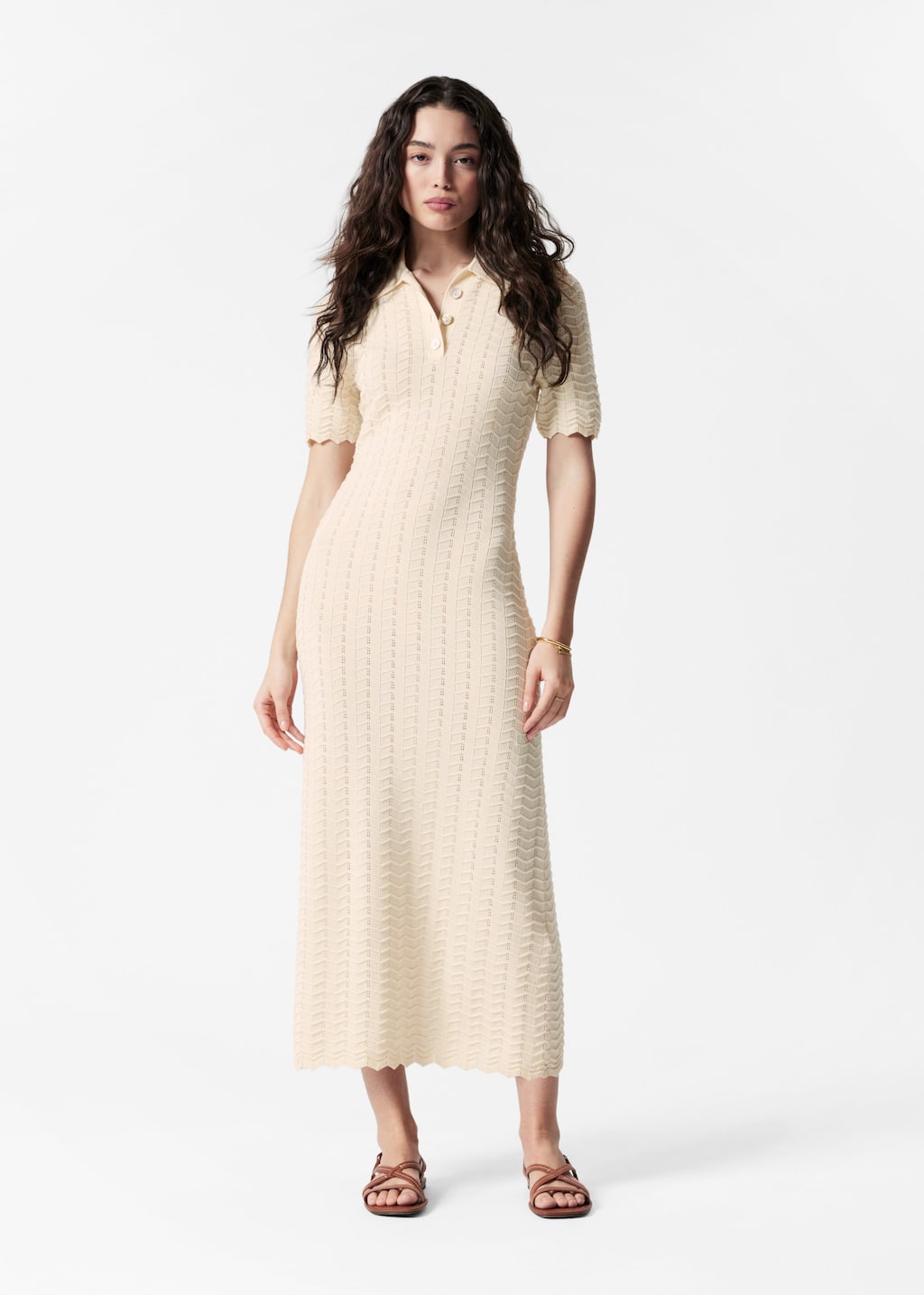 Image of Robe midi en maille pointelle
