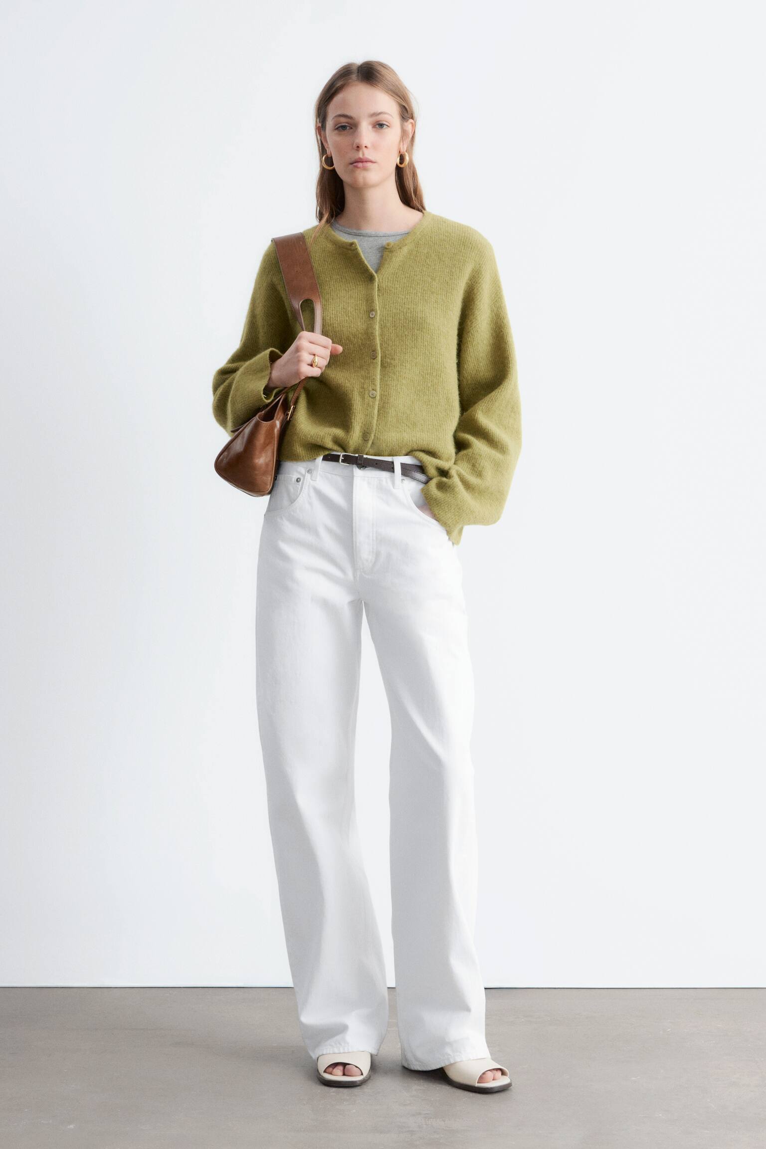 Gebreid vest van alpacawolmix - Groen/Beige/Wit/Pastelgeel/Grijs/Oudroze - 4