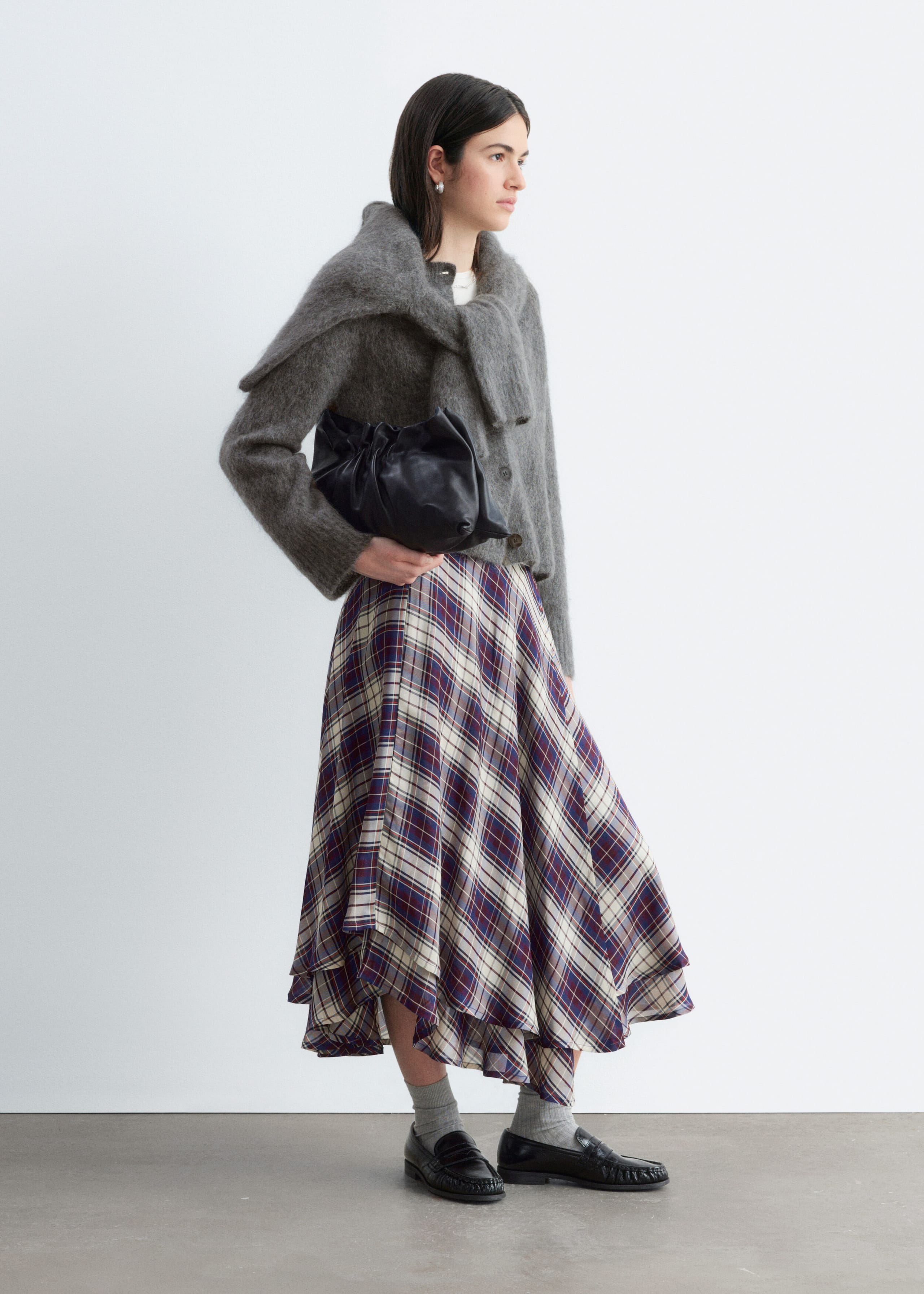Mohair Blend Cardigan - Dark Grey - Lookbook