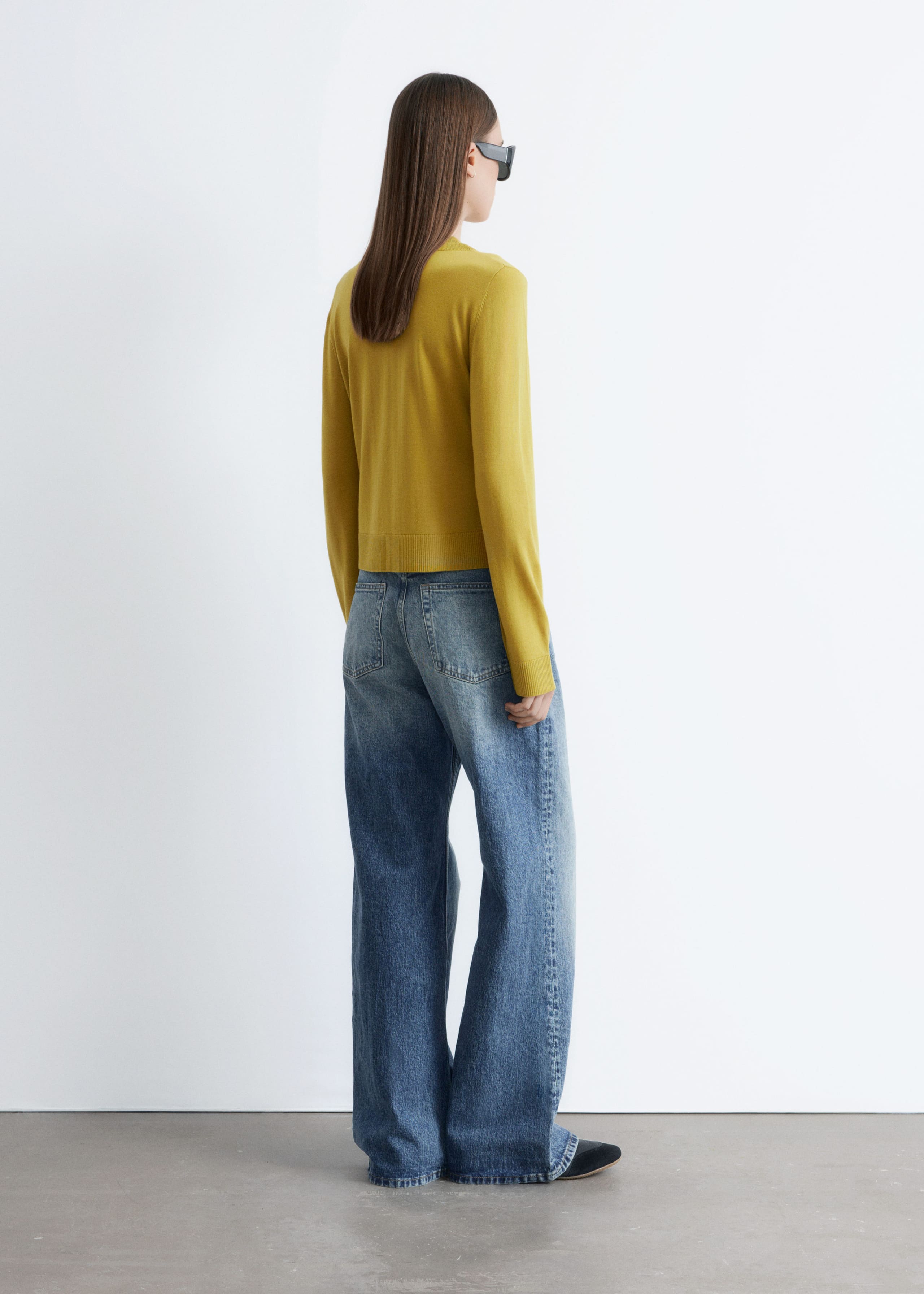Double-Layer Wool Cardigan - Mustard Yellow - Lookbook