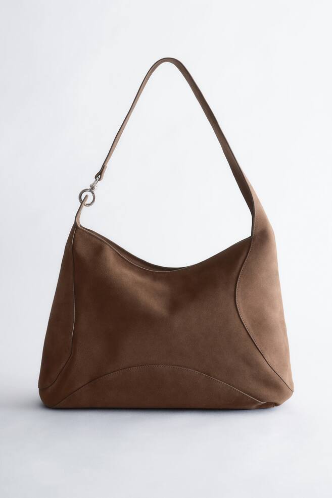 Reisetasche aus Spaltveloursleder - Dunkelbraun/Blau - 1