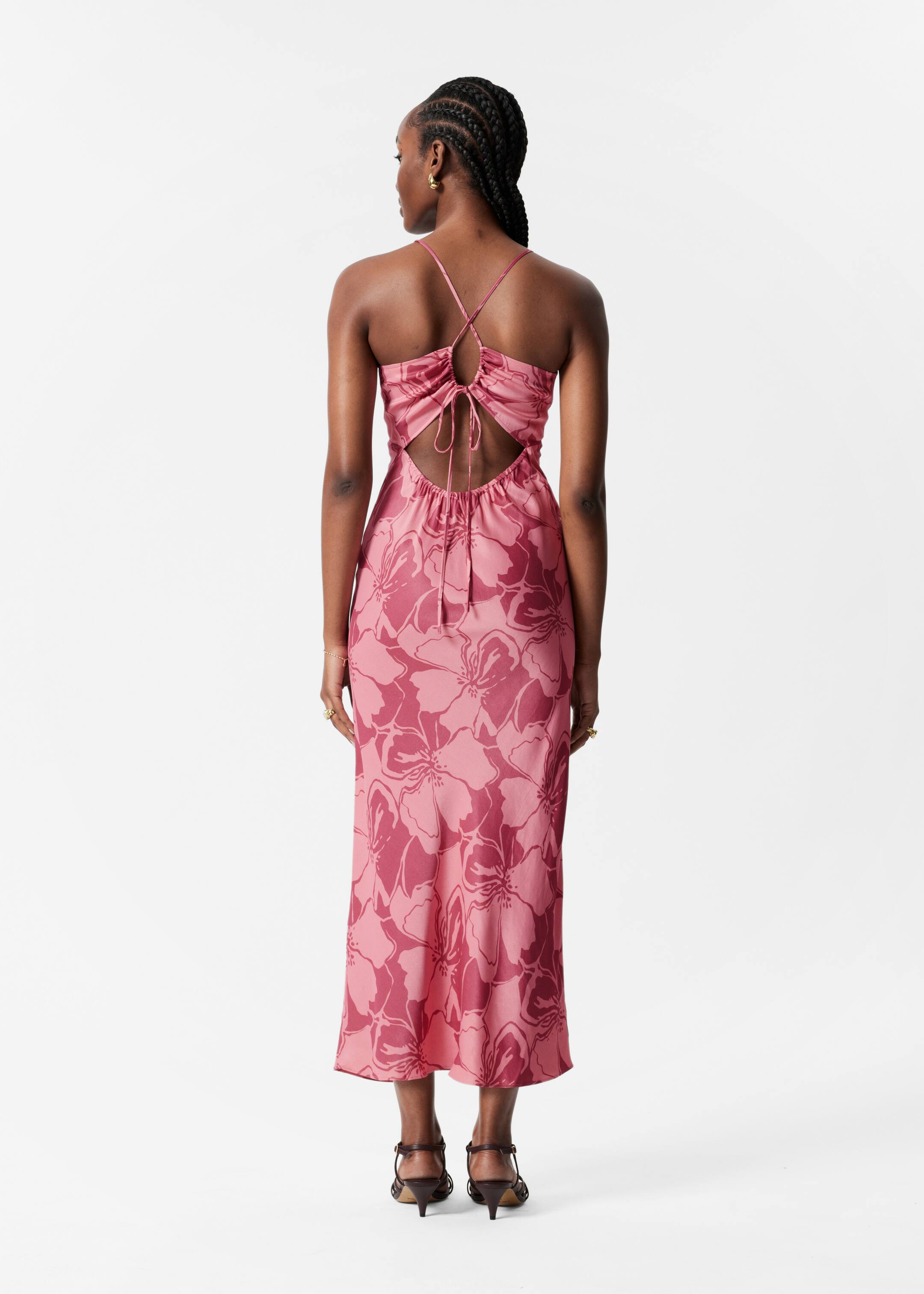 Ver imagem maior: Vestido midi em cetim - Floral cor-de-rosa - SENHORA | H&M PT 4