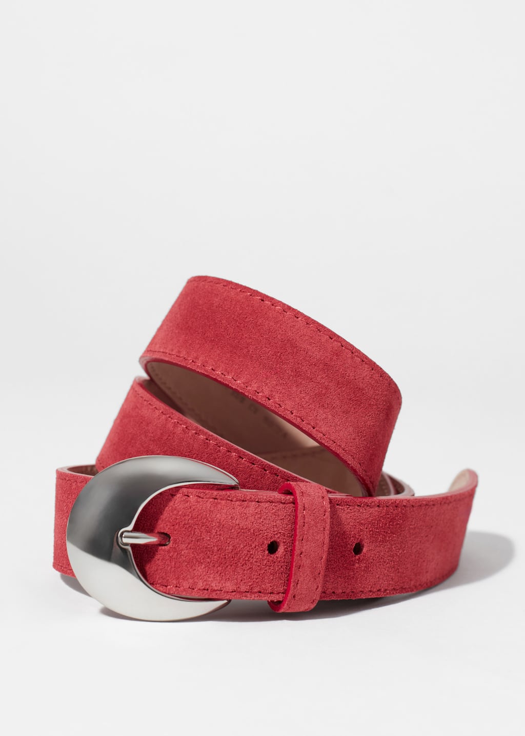 Image of Crescent-Buckle Leather Belt